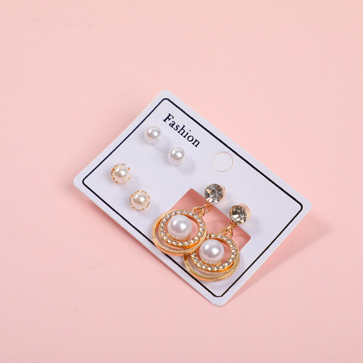 Round Pearl Luxury 3 Pairs Earrings