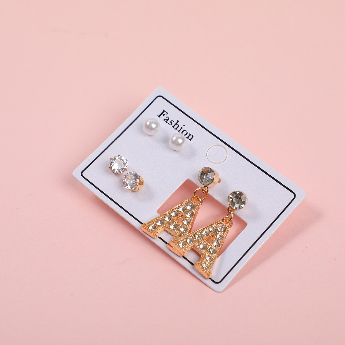 Letter Rhinestone Luxury 3 Pairs Earrings