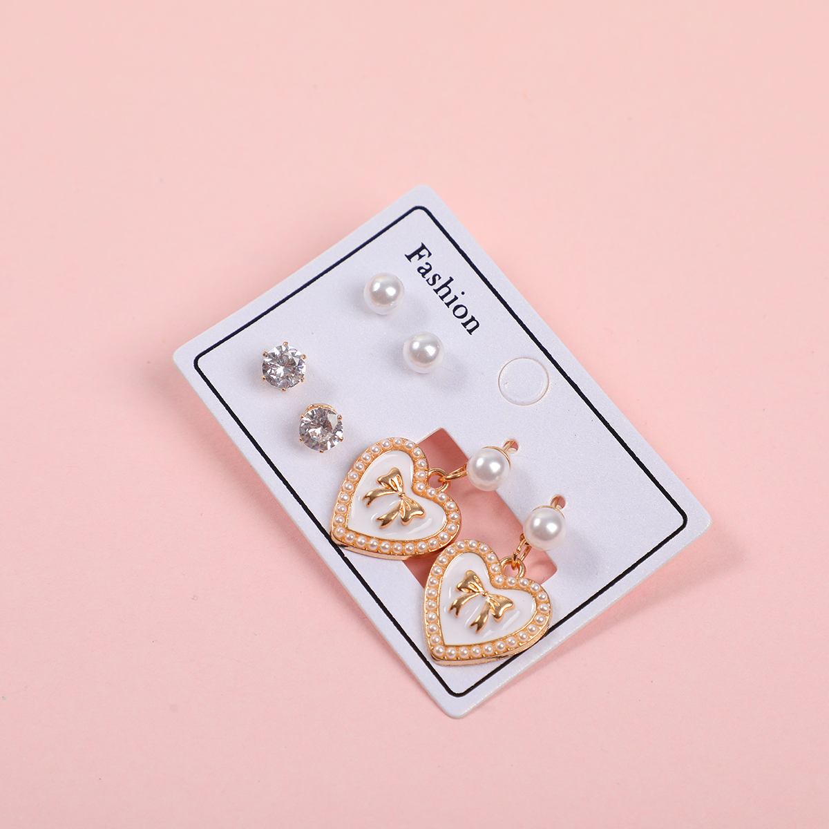 Heart and Bowknot Luxury 3 Pairs Earrings