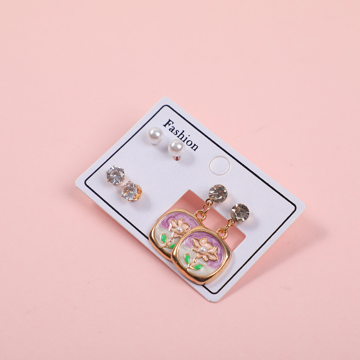 Lotus Pearl 3 Pairs Earrings