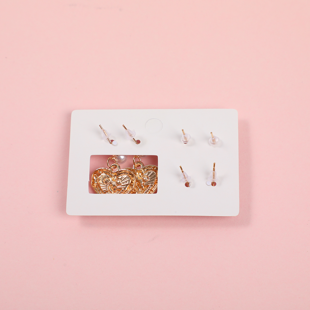 Heart Pearl 3 Pairs Earrings