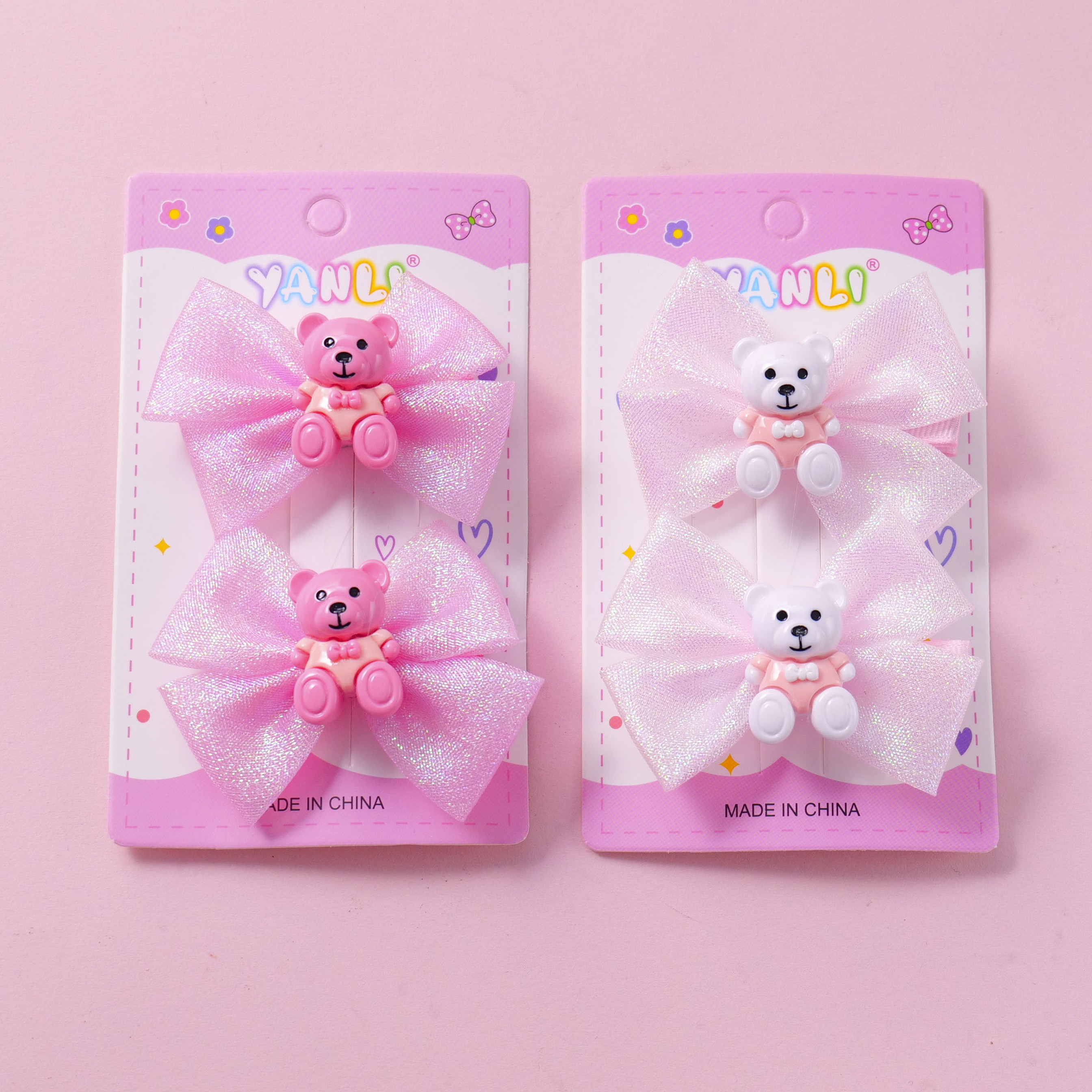Bear Pearlescent Hair Clips 2pcs