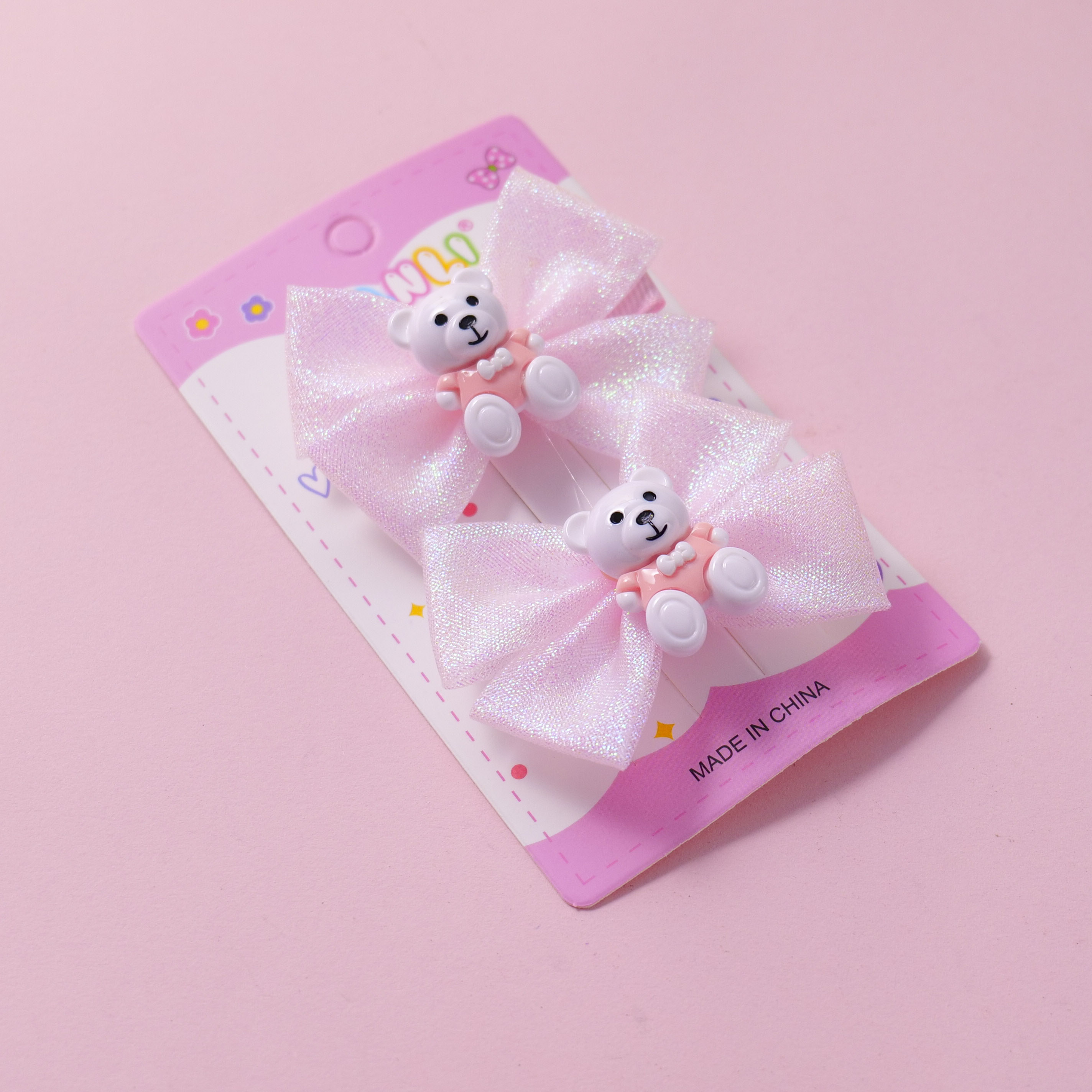 Bear Pearlescent Hair Clips 2pcs
