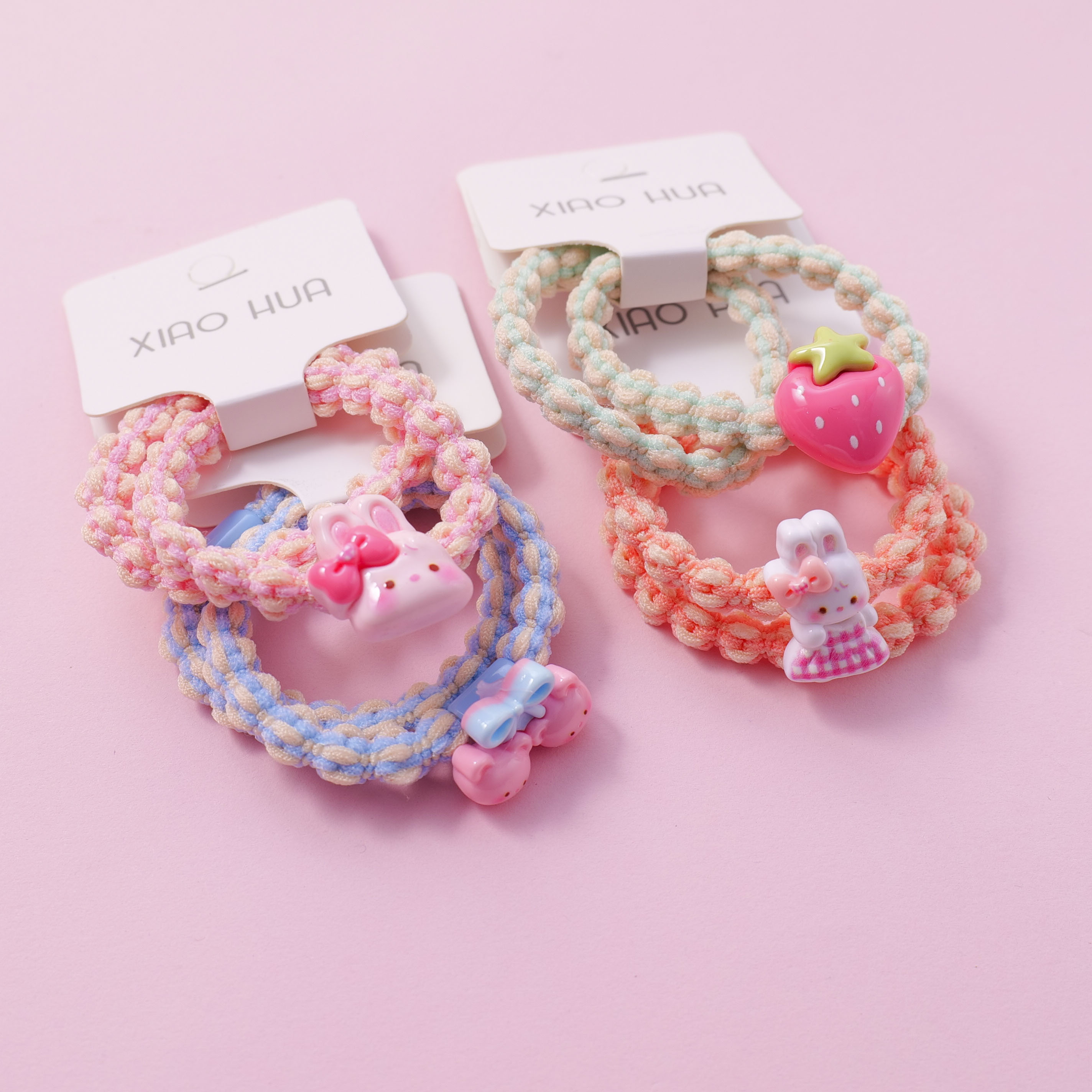 Strawberry Bear Kids Hair Ties 2pcs