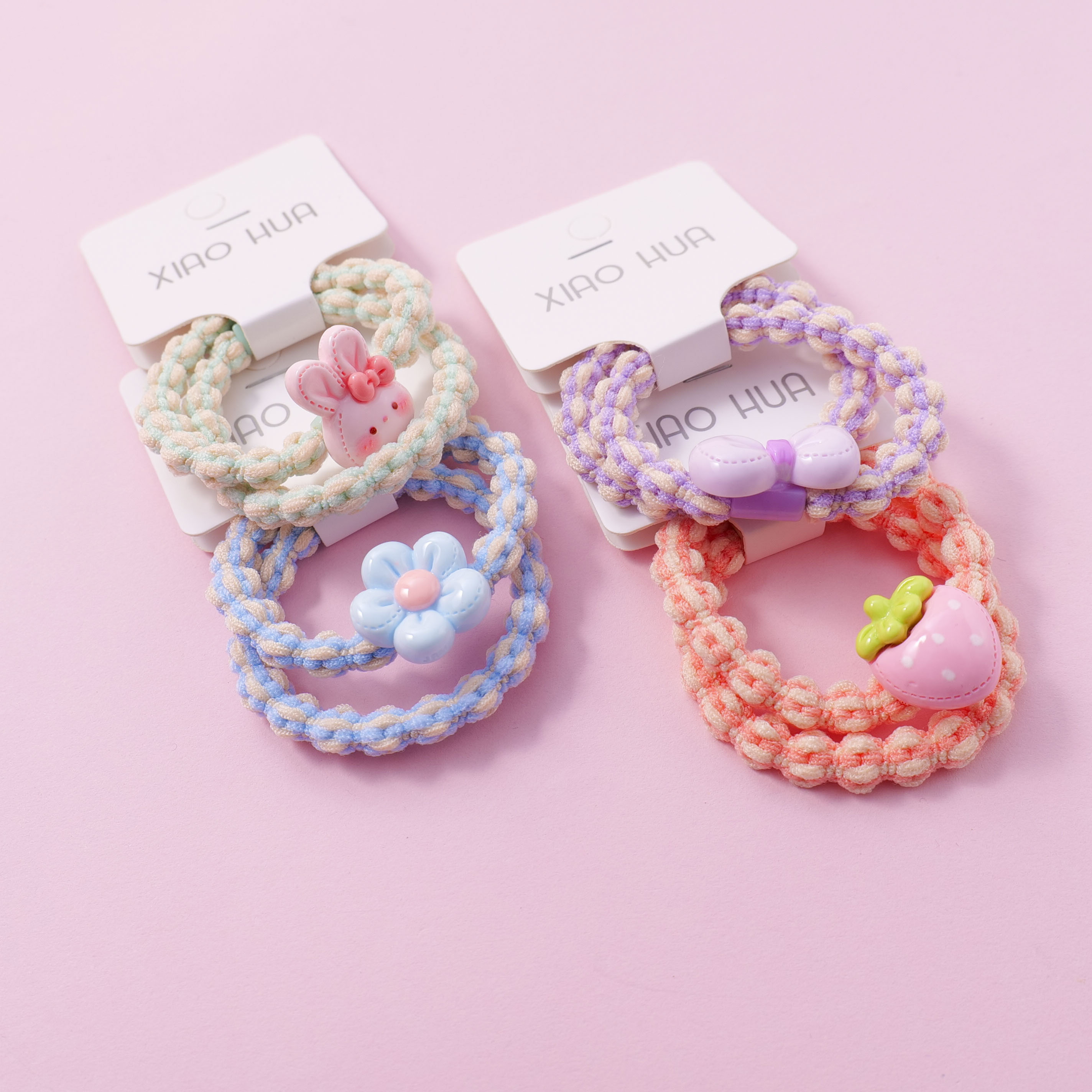 Flower Bunny Kids Hair Ties 2pcs