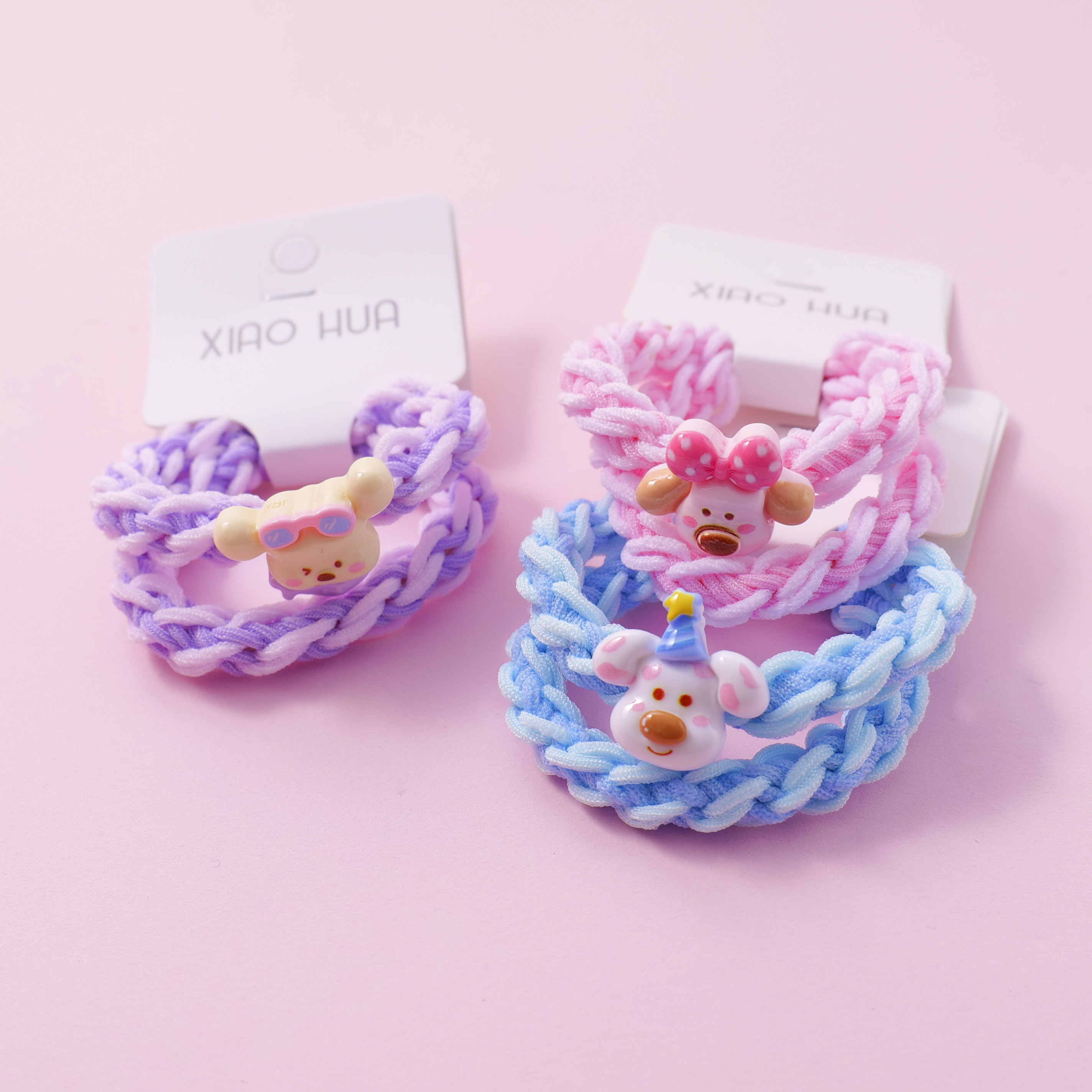 Glasses Dog Kids Hair Ties 2pcs