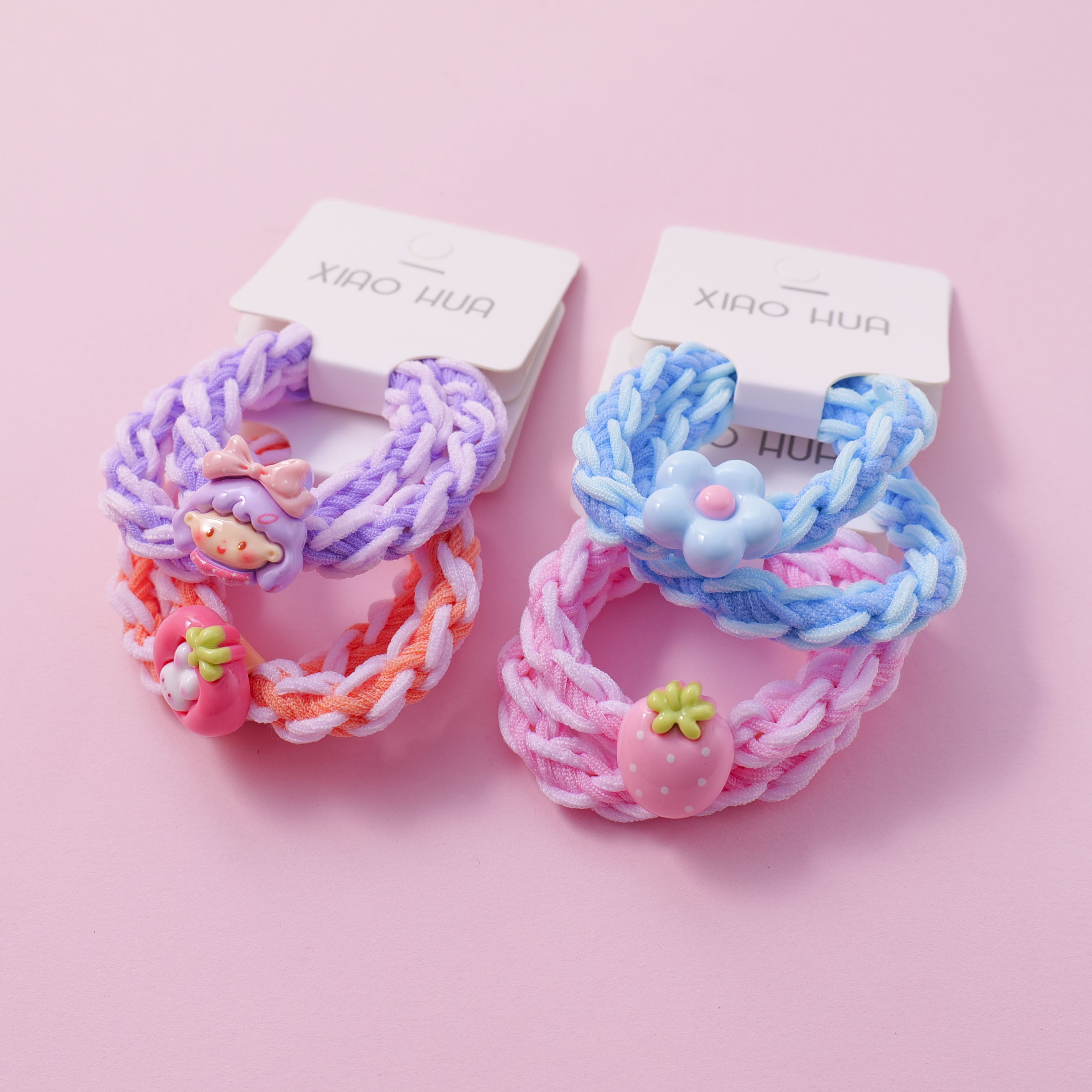Strawberry Bunny Kids Hair Ties 2pcs