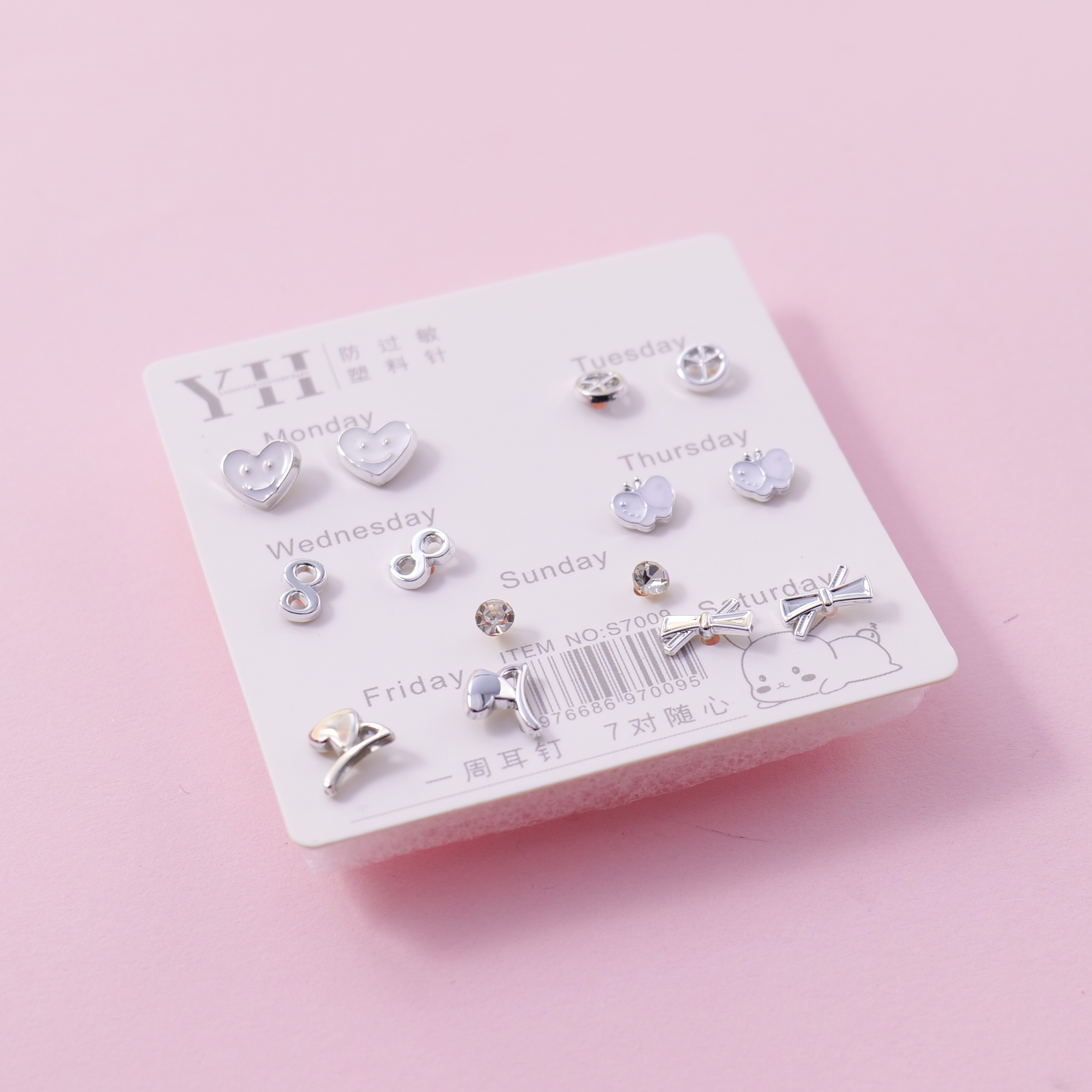 Random Mixed Style Epoxy 7Pairs Earring-1