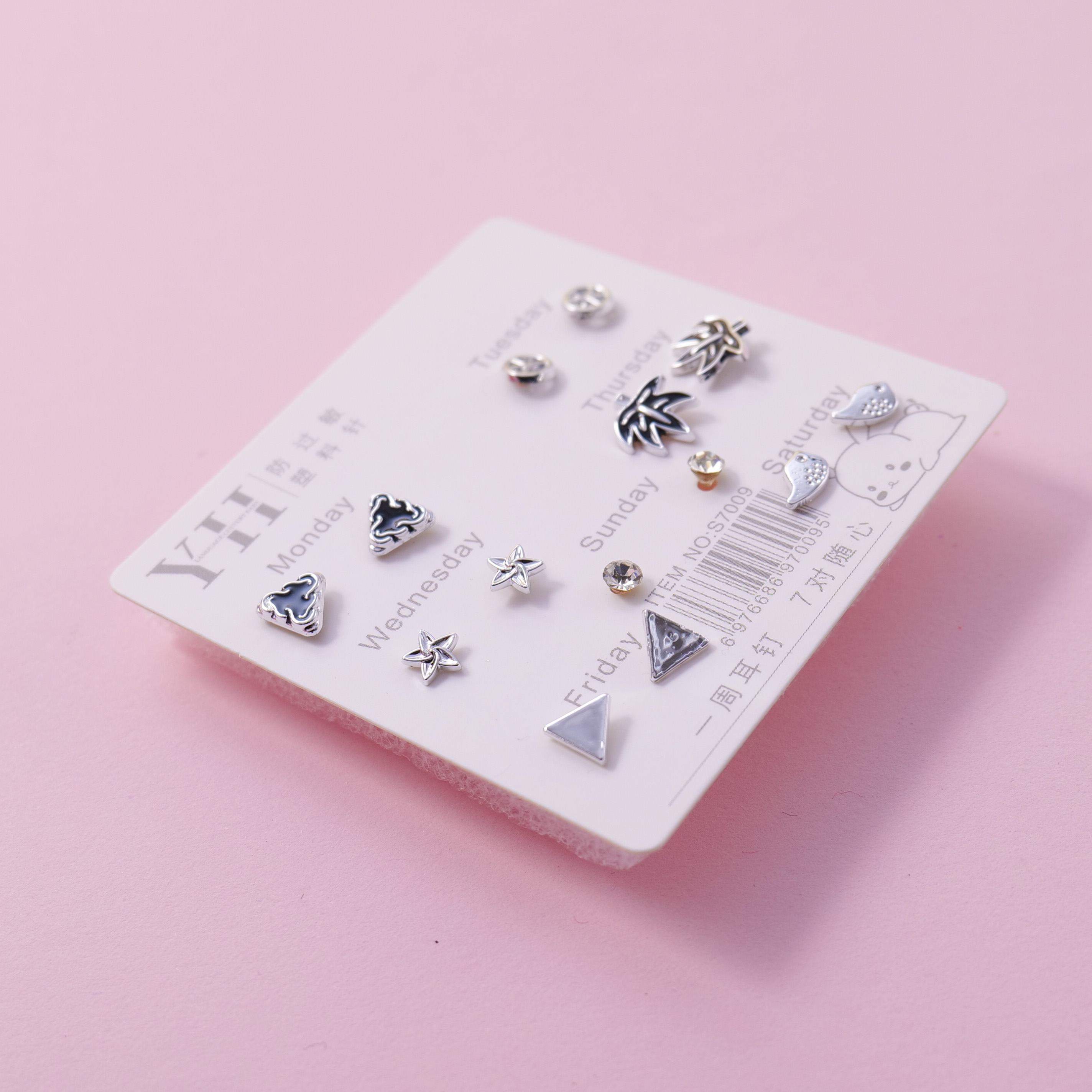 Random Mixed Style Epoxy 7Pairs Earring-2