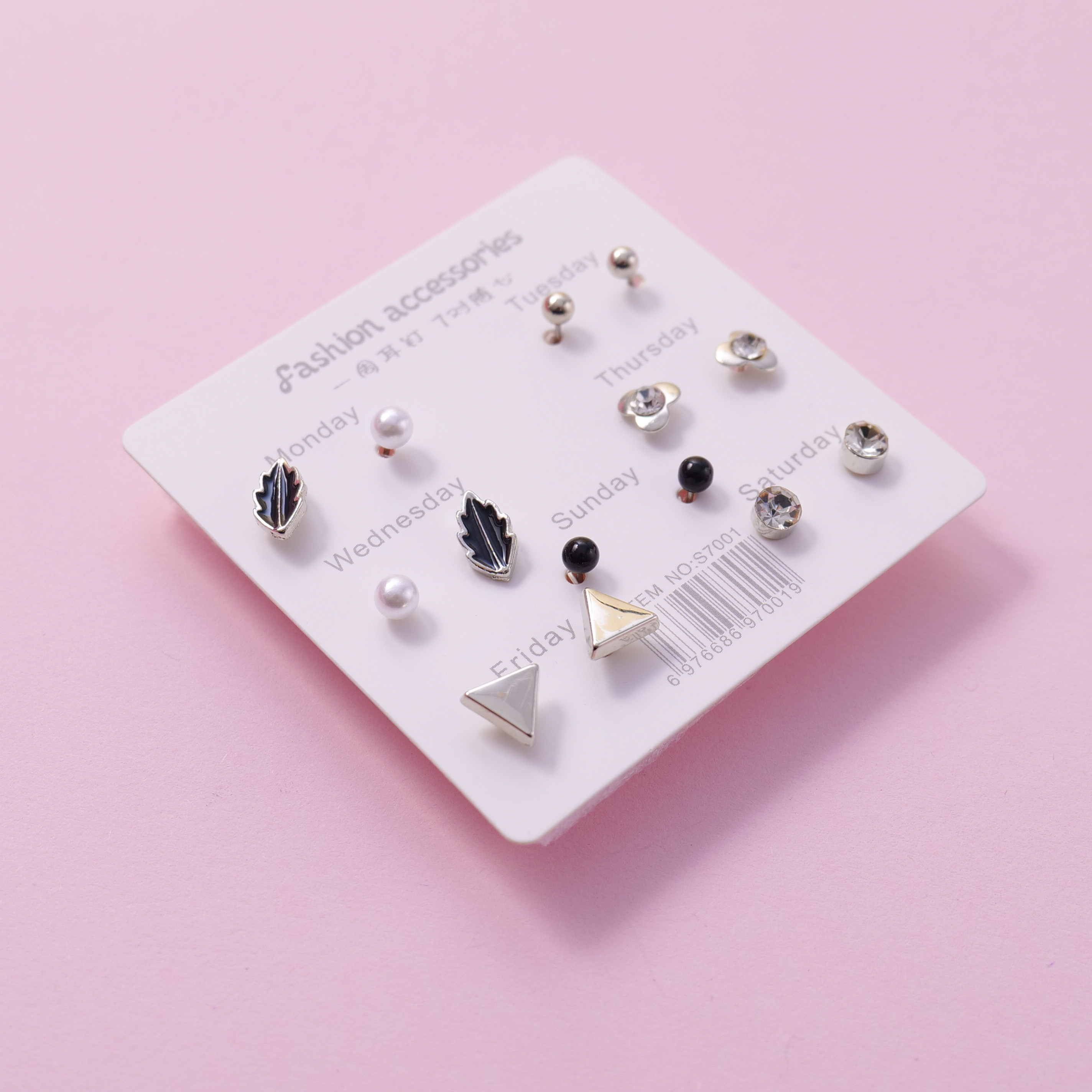 Random Mixed Style Epoxy 7Pairs Earring-4