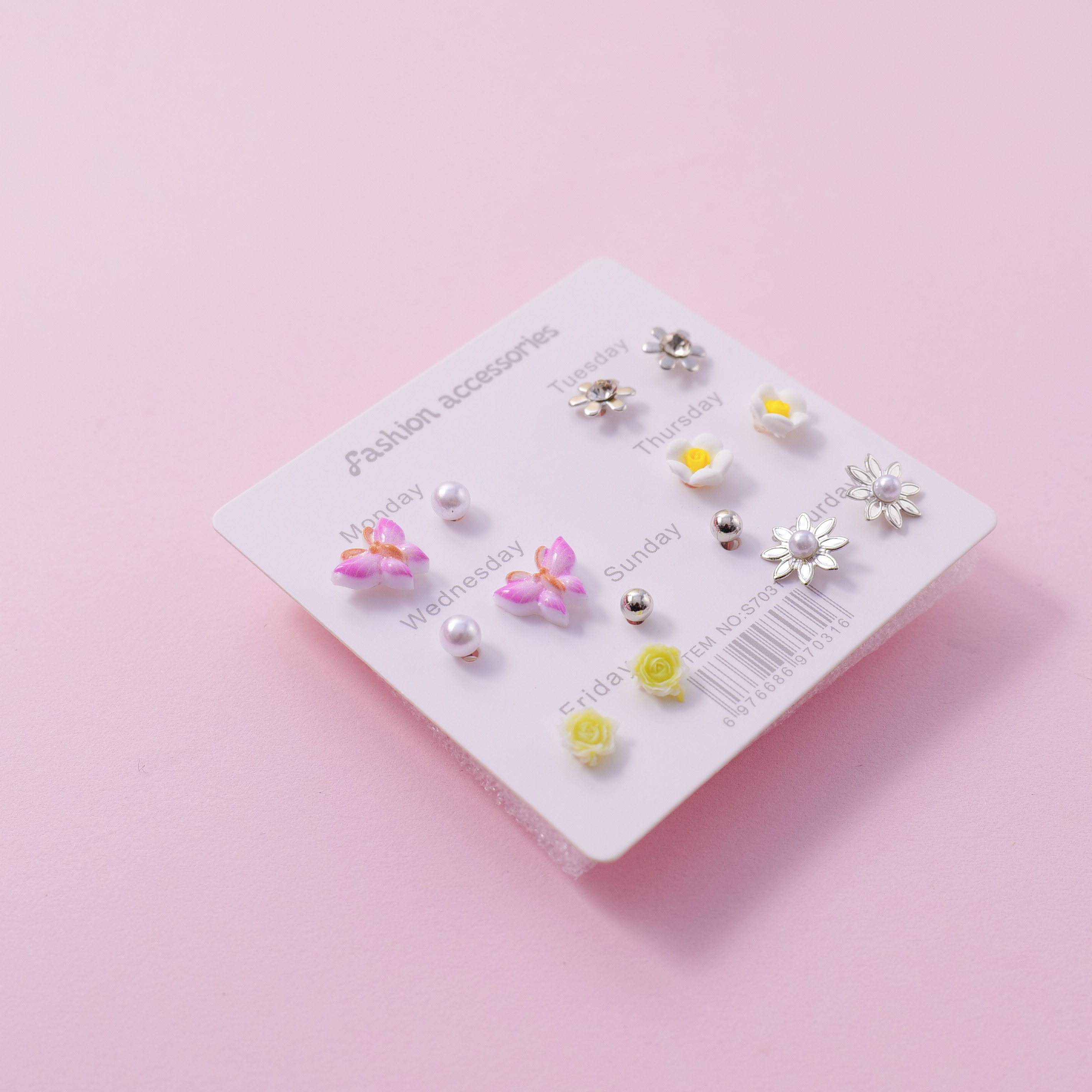 Random Mixed Style Epoxy 7Pairs Earring-7