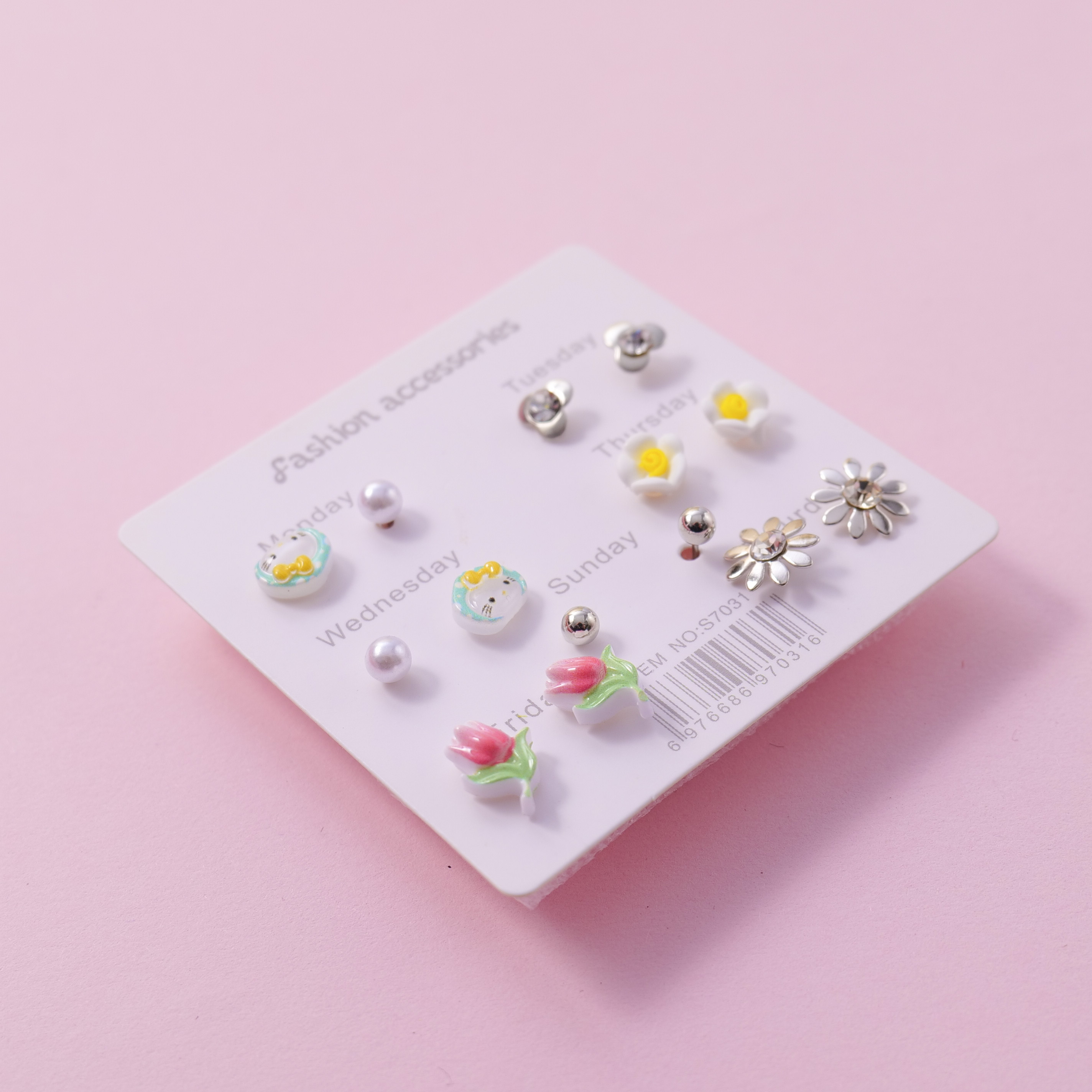 Random Mixed Style Epoxy 7Pairs Earring-8