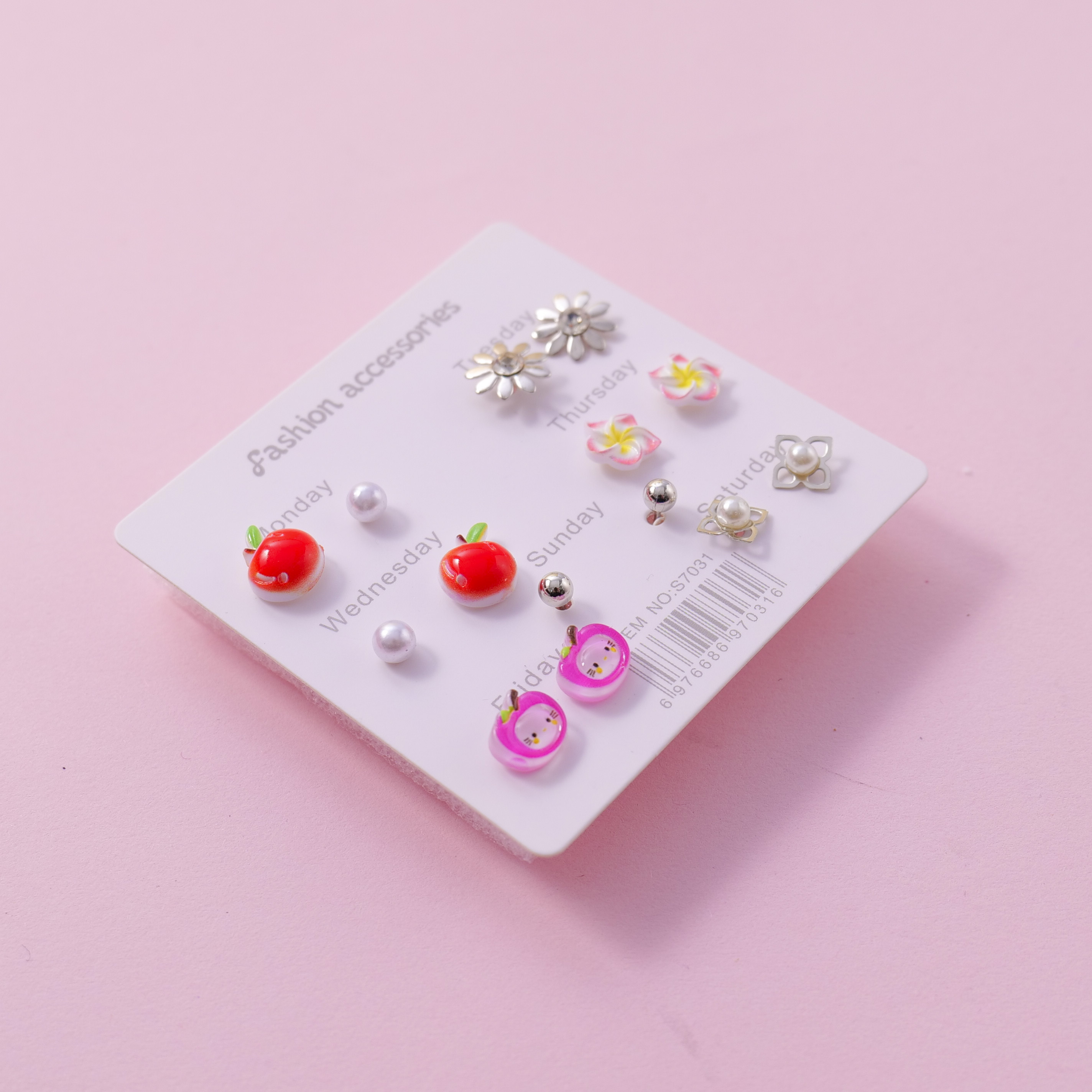 Random Mixed Style Epoxy 7Pairs Earring-9
