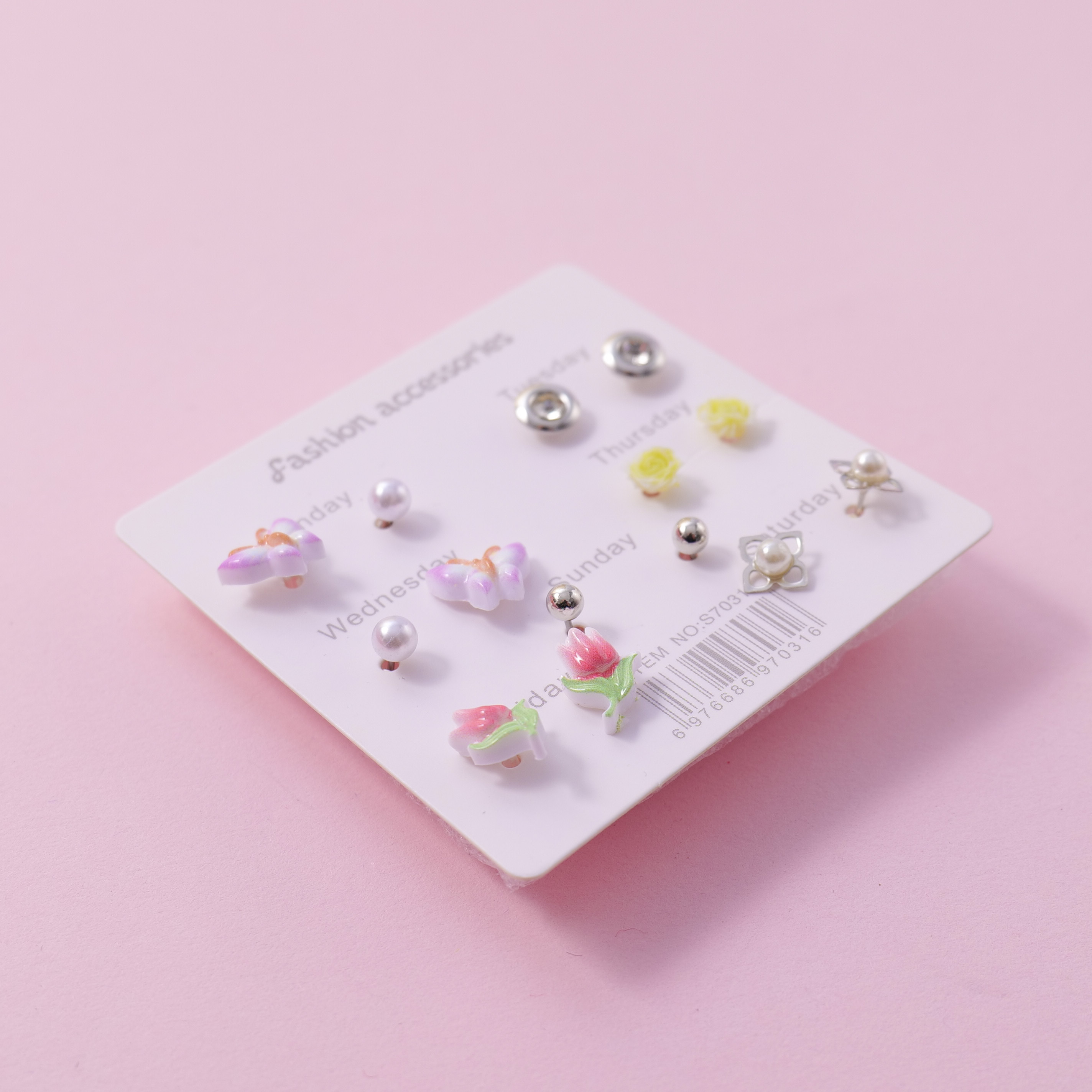 Random Mixed Style Epoxy 7Pairs Earring-10