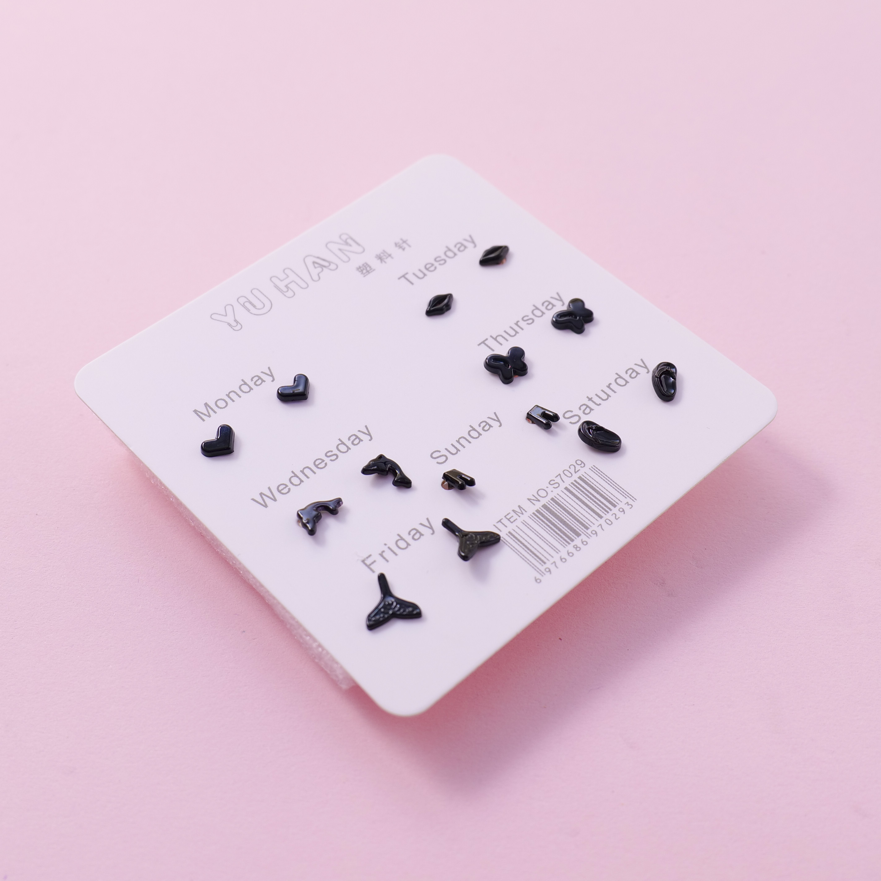 Random Mixed Style Black 7Pairs Earring-4