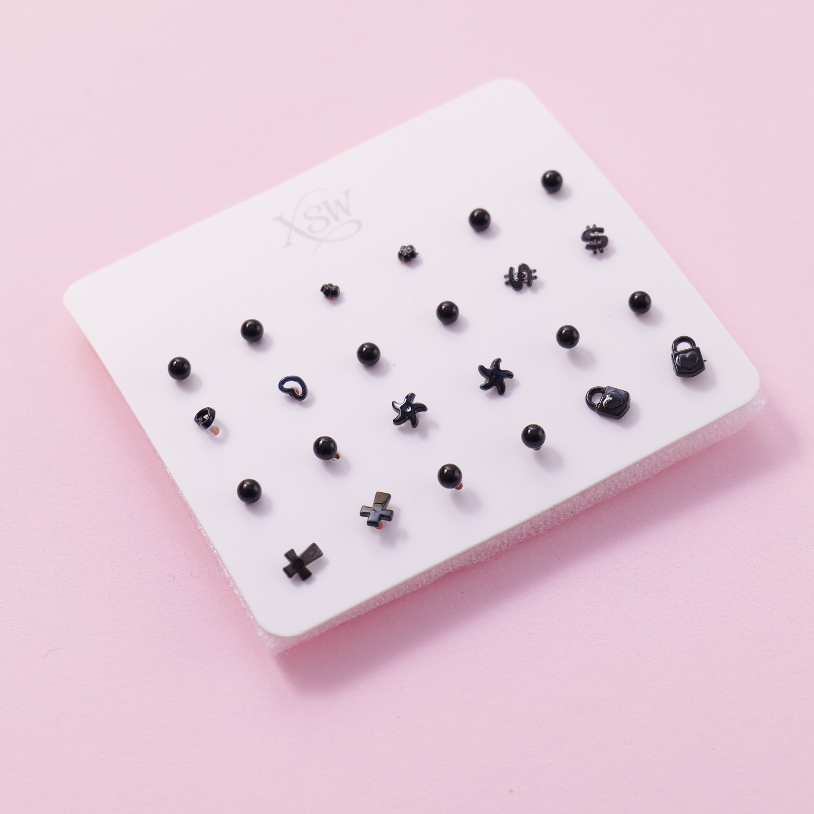 Random Mixed Style Black 12Pairs Earring-1