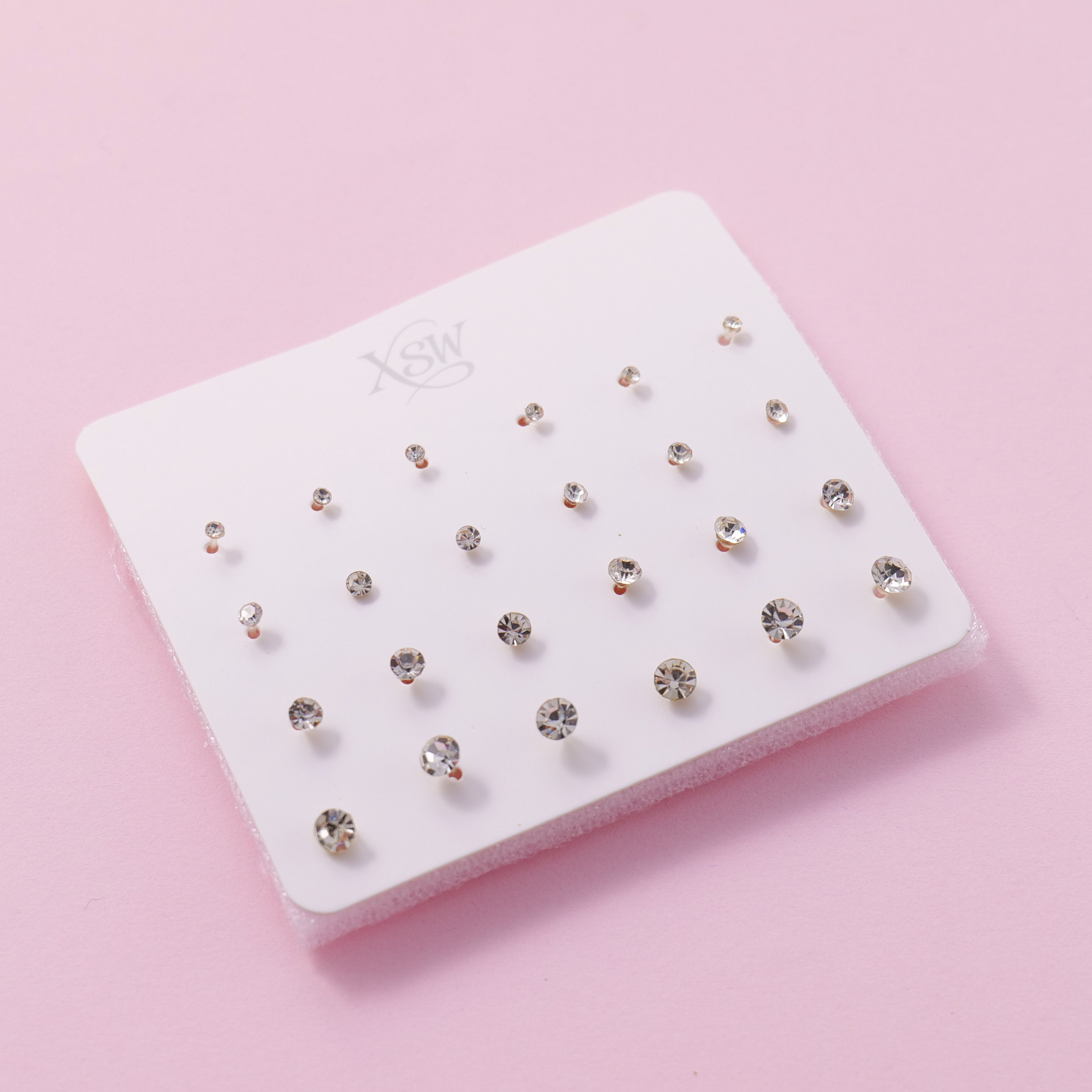 Random Mixed Style Small Rhinestone 12Pairs Earring