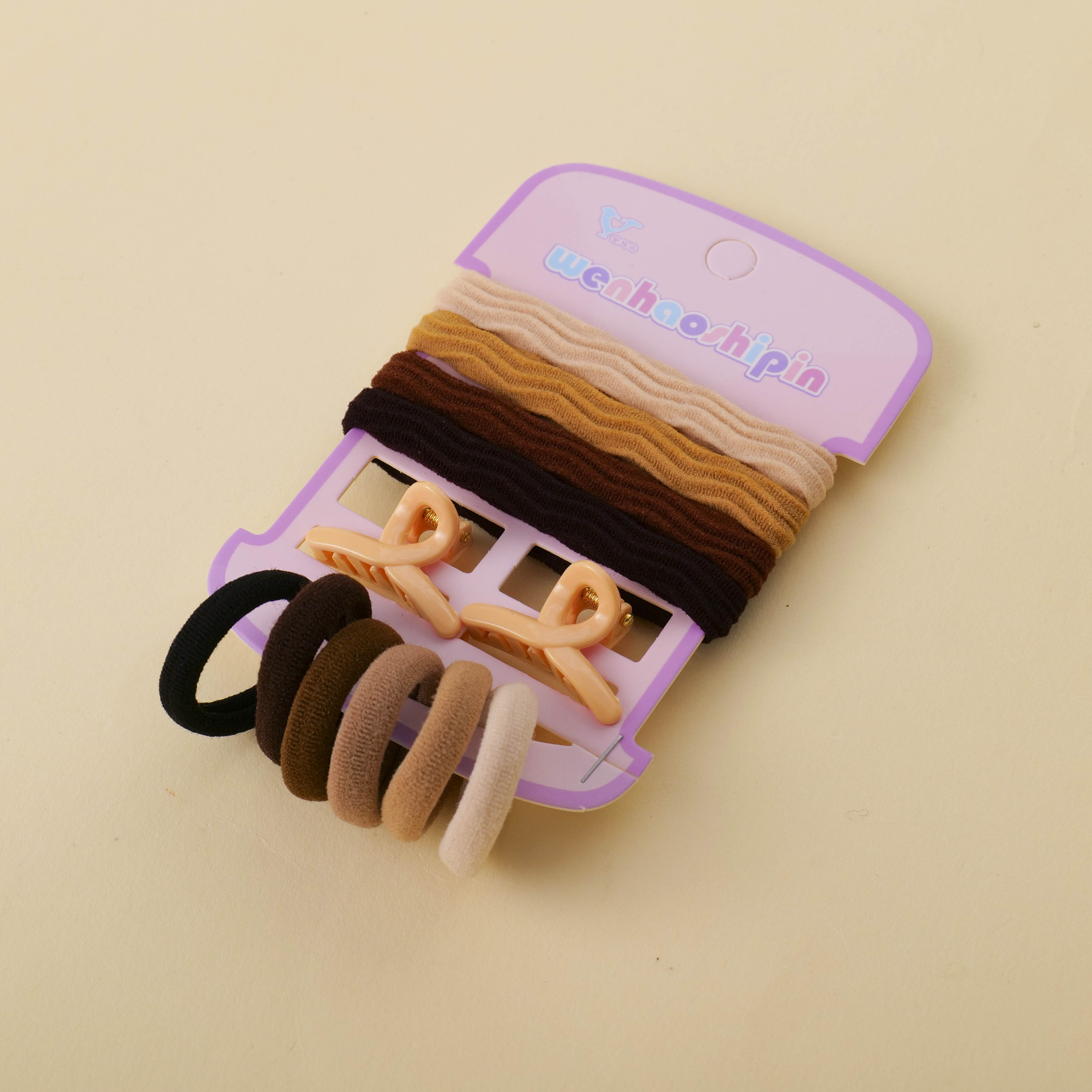 Coffee Mini Claw Hair Tie Set 12pcs