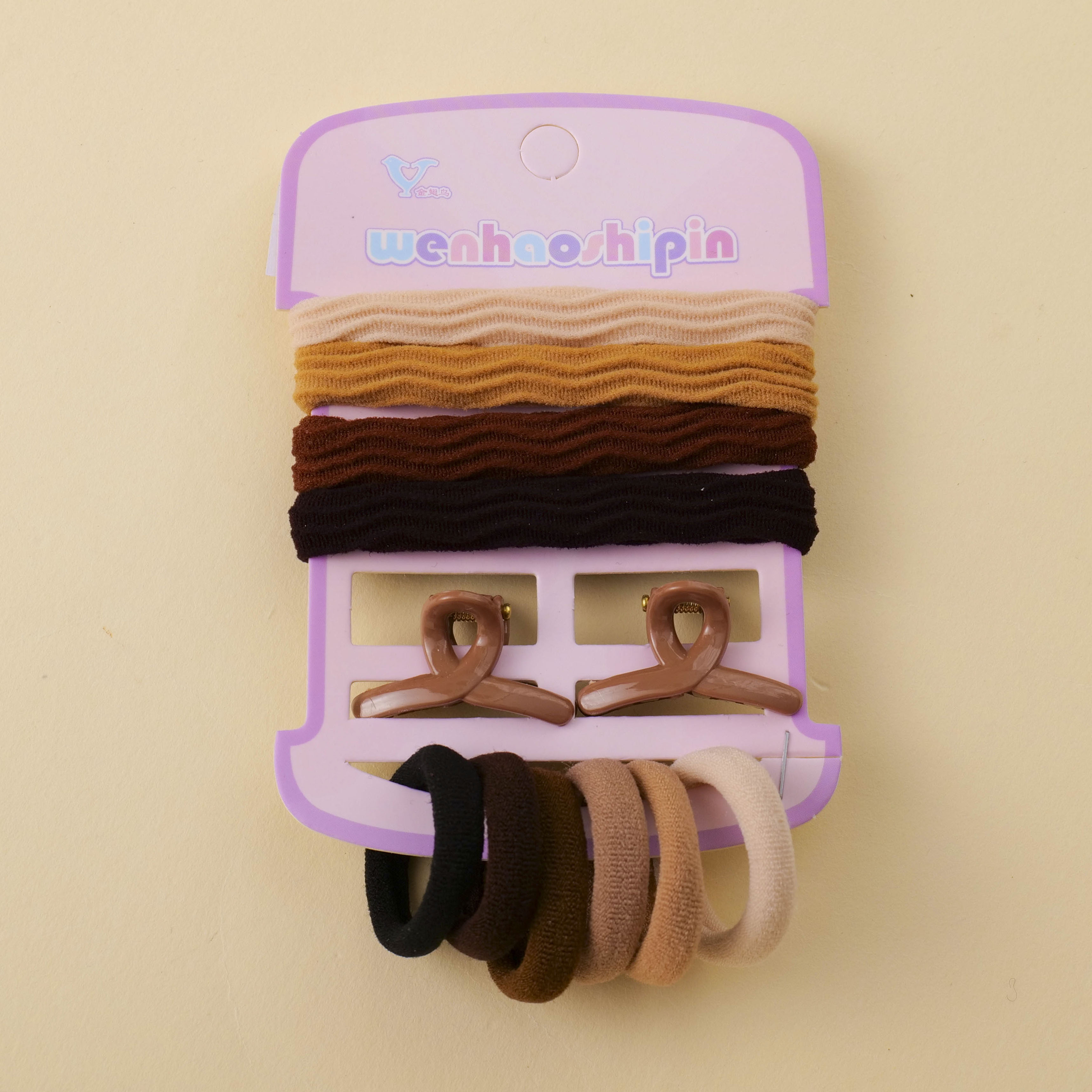Coffee Mini Claw Hair Tie Set 12pcs