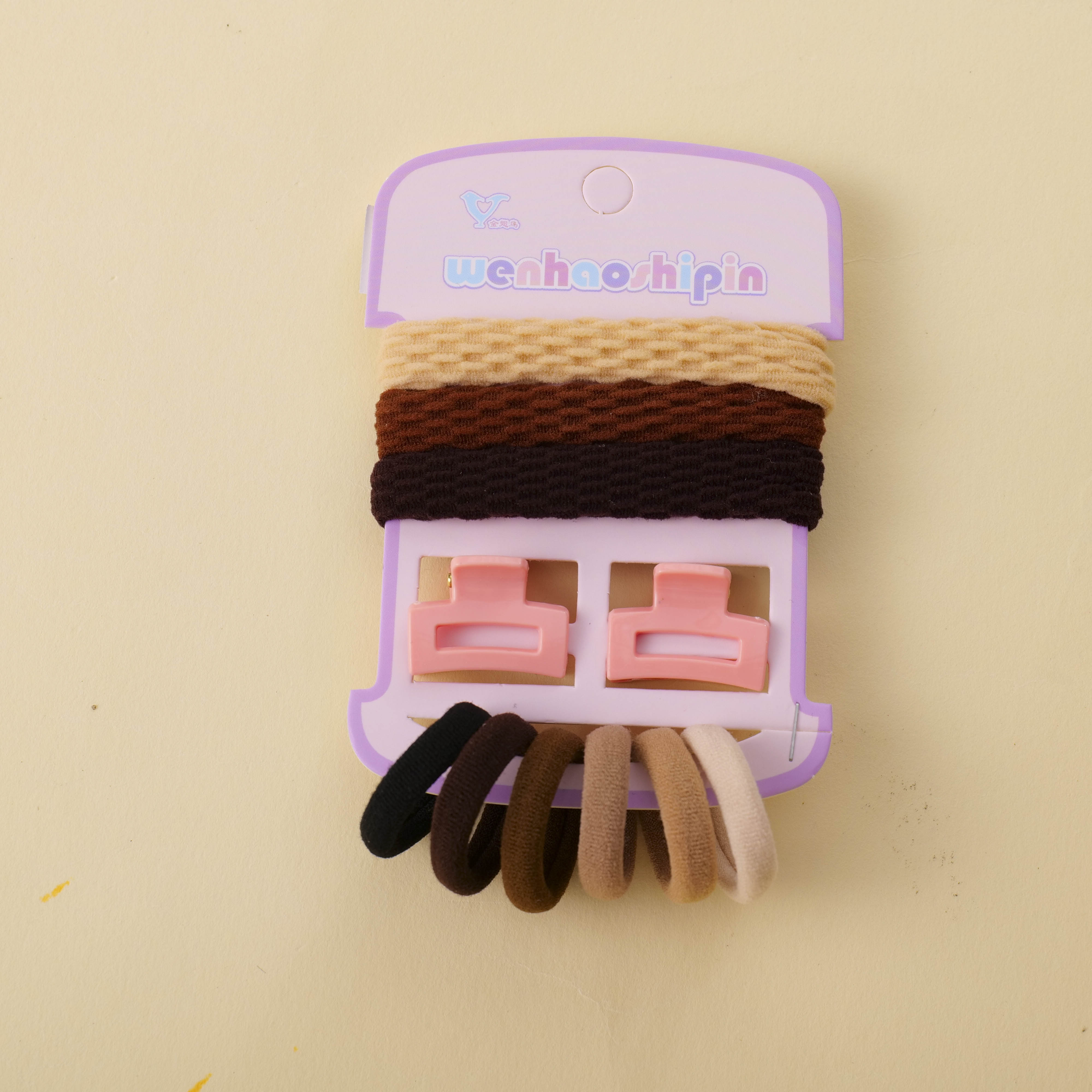 Coffee Rectangle Mini Claw Hair Tie Set 12pcs