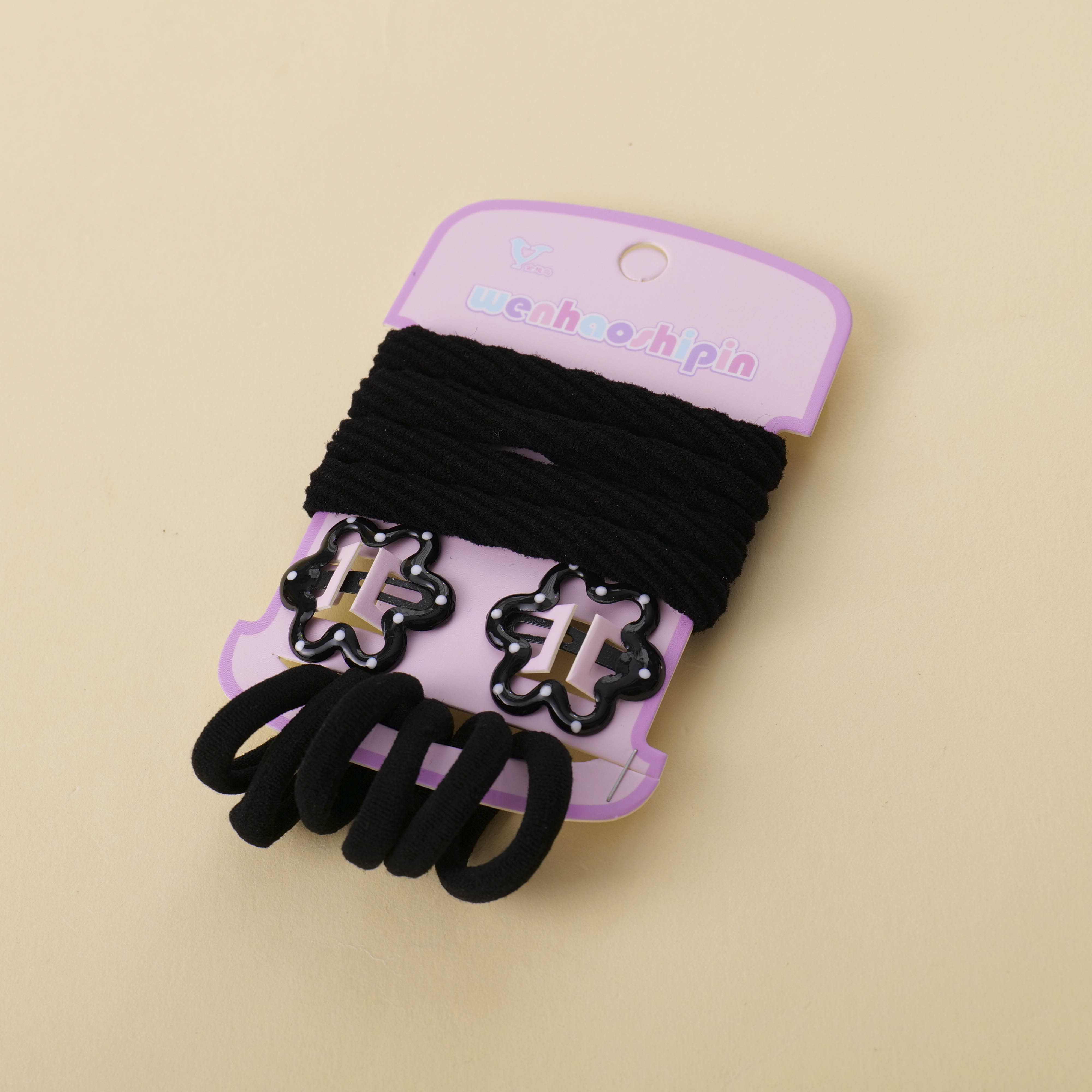 Black Flower Hair Clip Hair Tie 12pcs