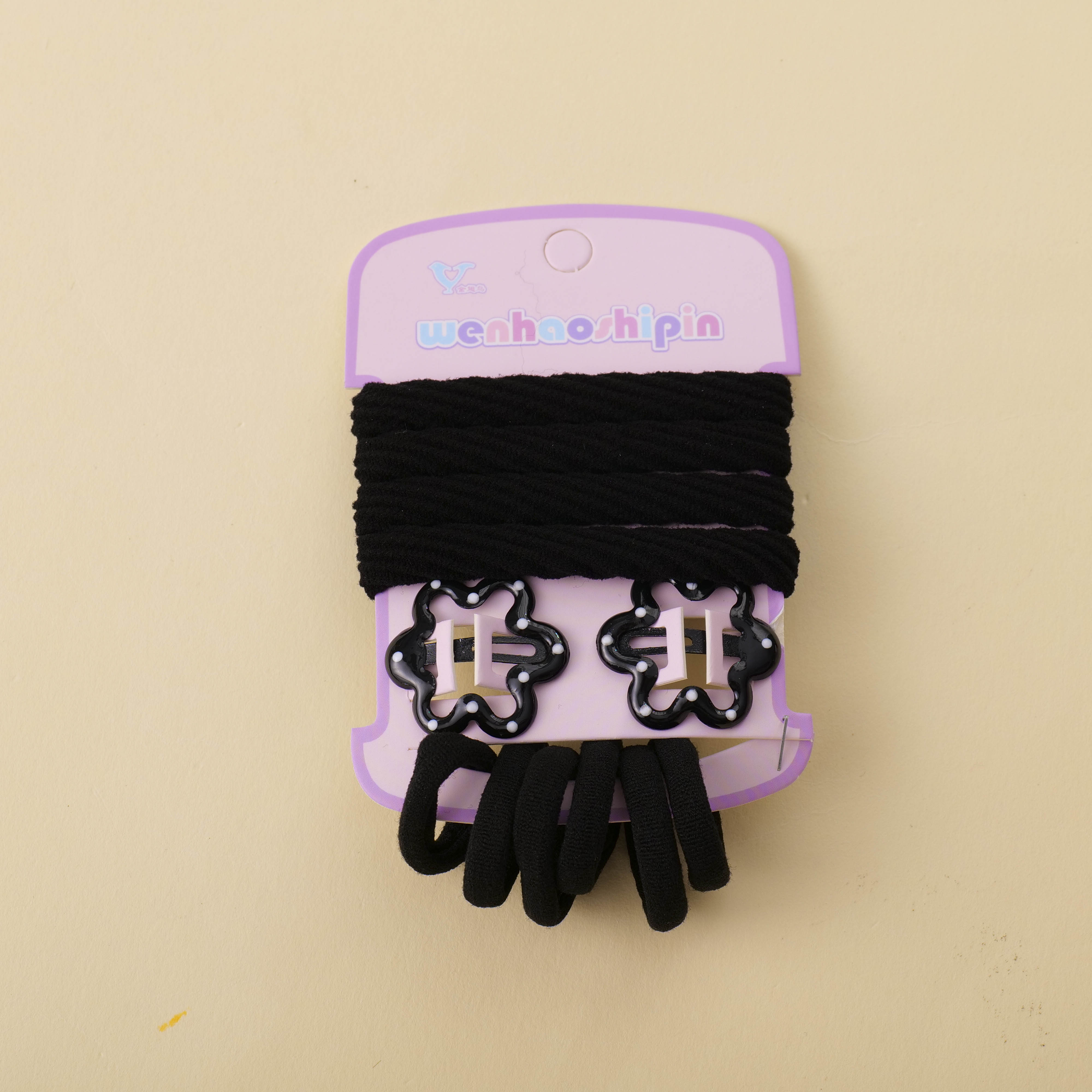 Black Flower Hair Clip Hair Tie 12pcs