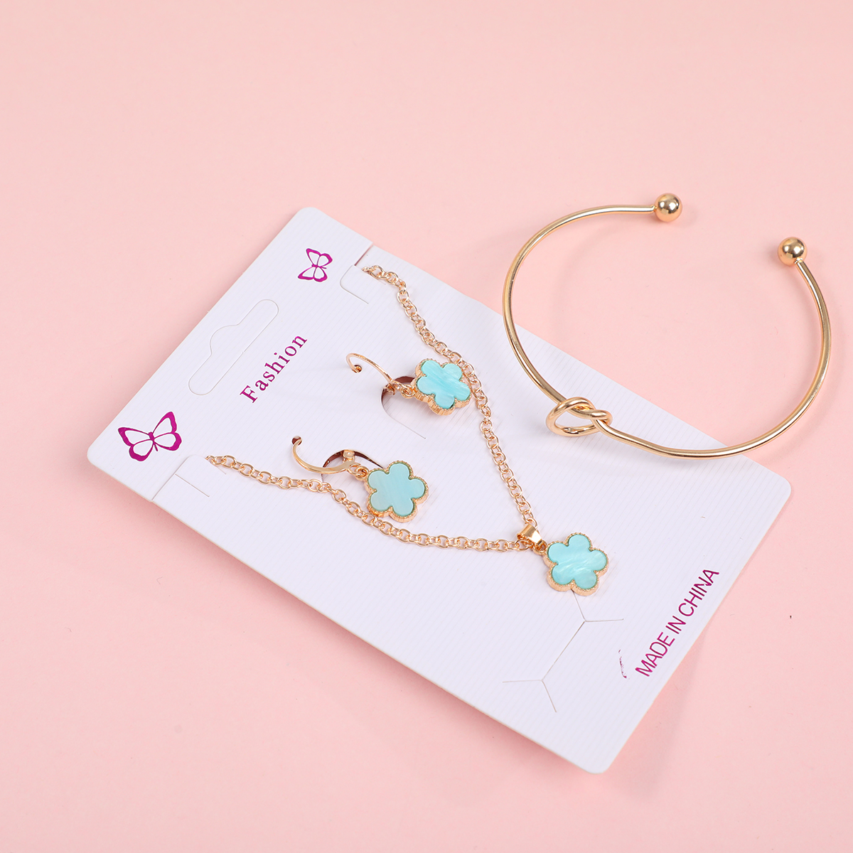 Five Flowers Necklace, Earrings and Bracelet Set