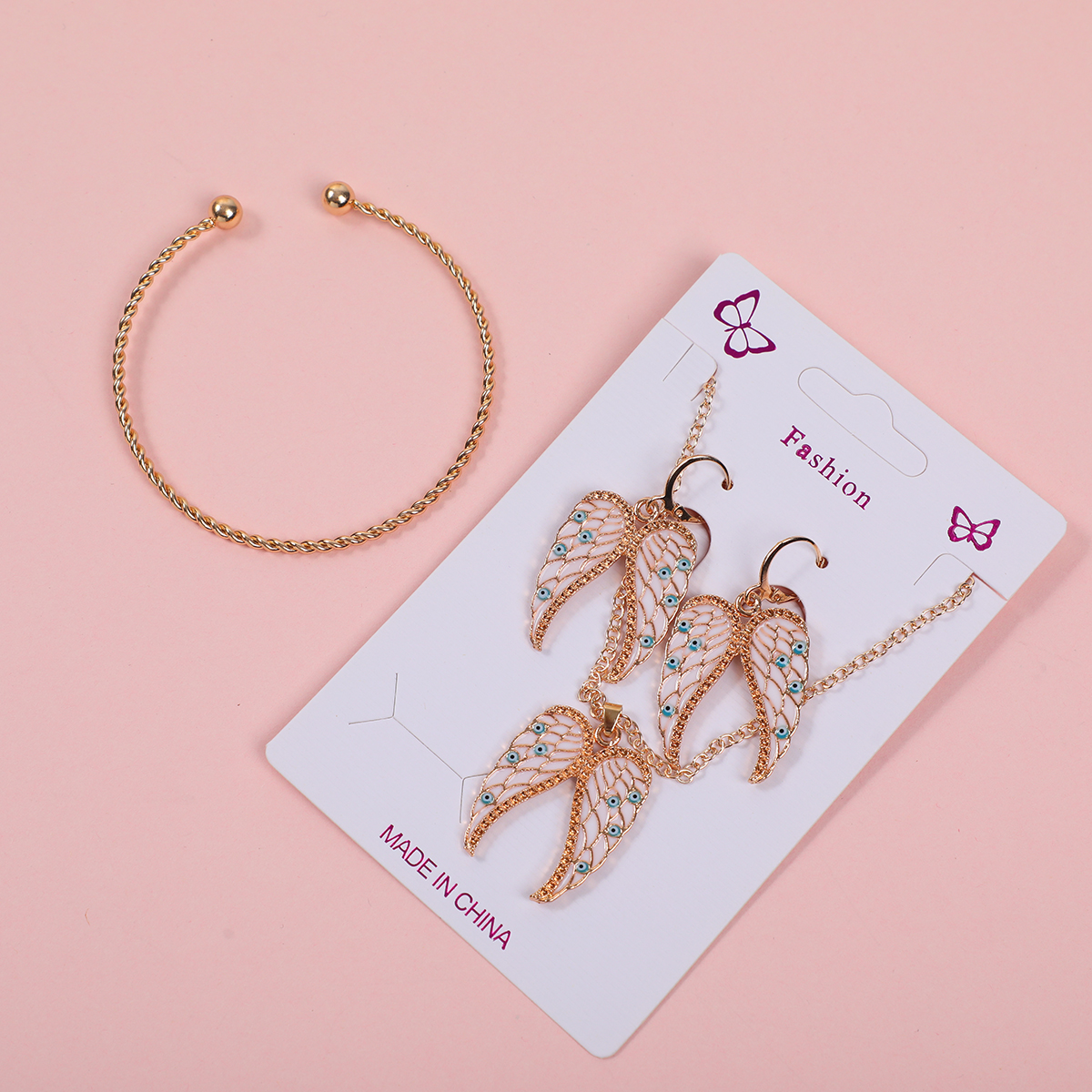 Wing Necklace, Earrings and Bracelet Set