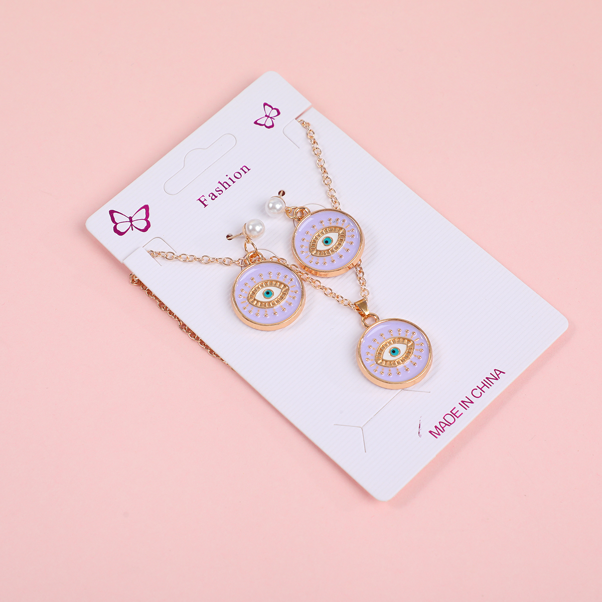 Eye Necklace and Stud Earrings Set