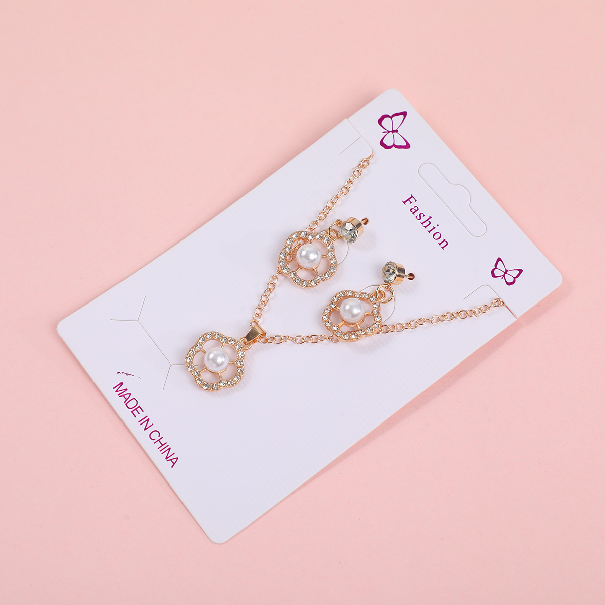 Pearl Necklace and Stud Earrings Set