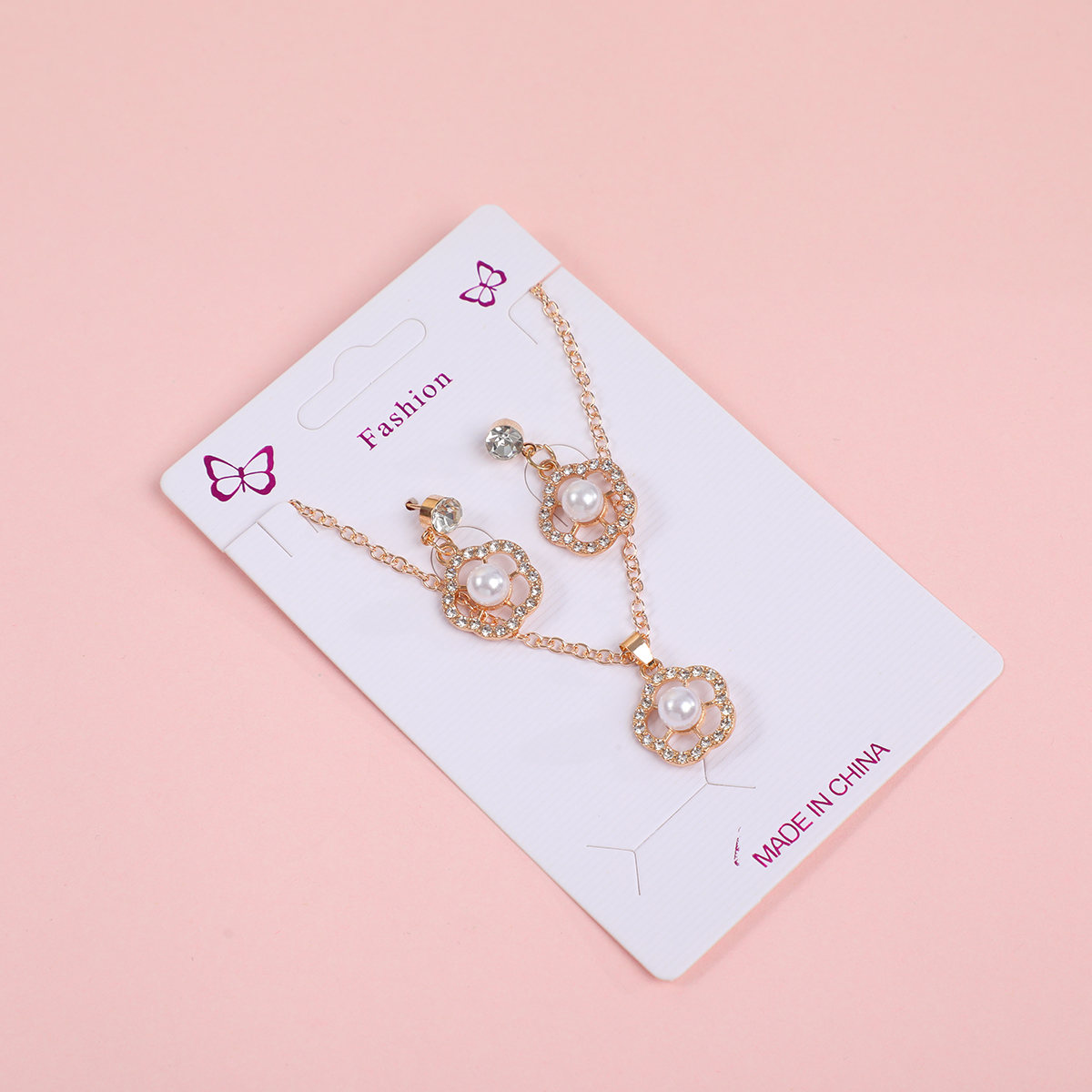 Pearl Necklace and Stud Earrings Set