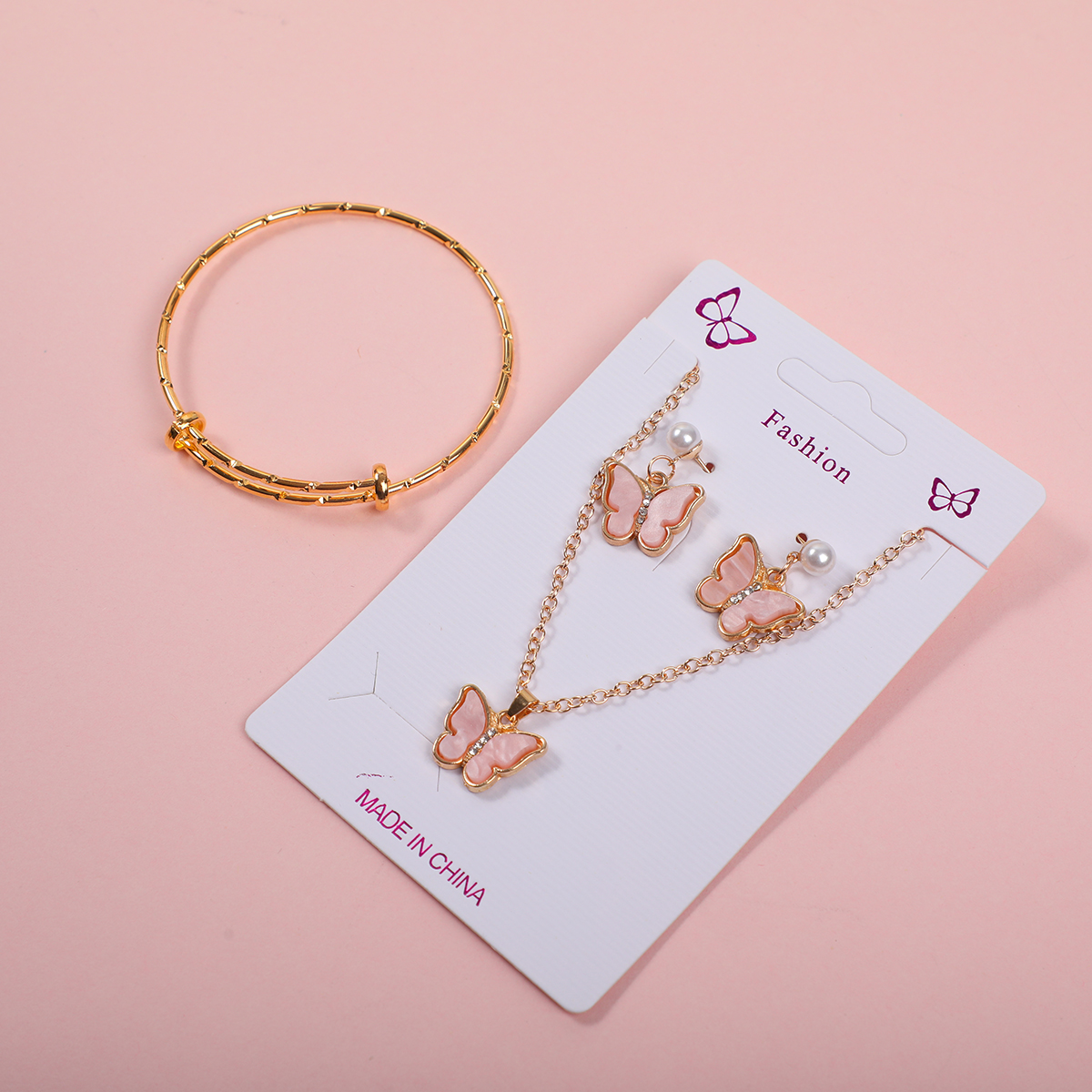 Bowknot Pearl Necklace, Stud Earrings and Bracelet Set