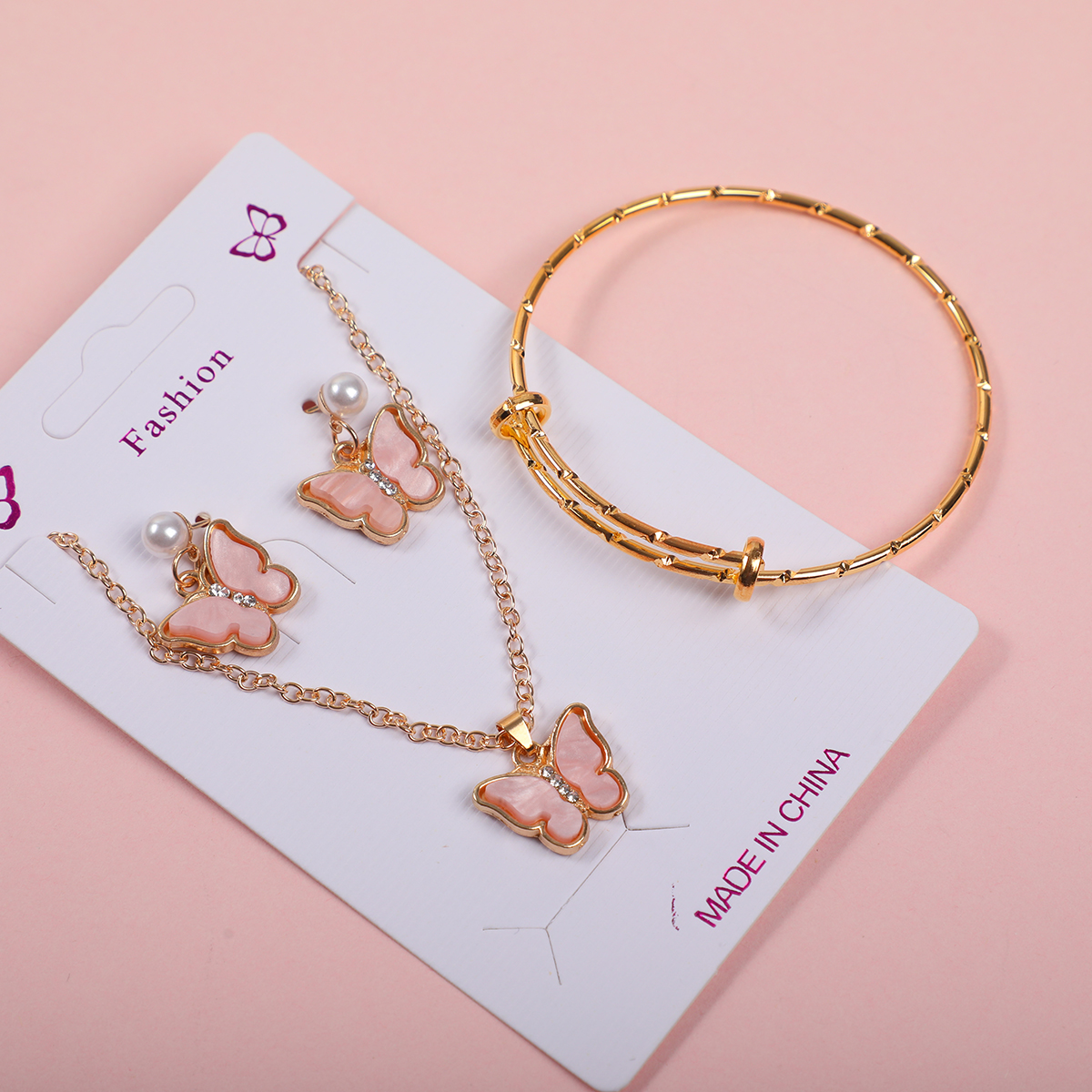 Bowknot Pearl Necklace, Stud Earrings and Bracelet Set