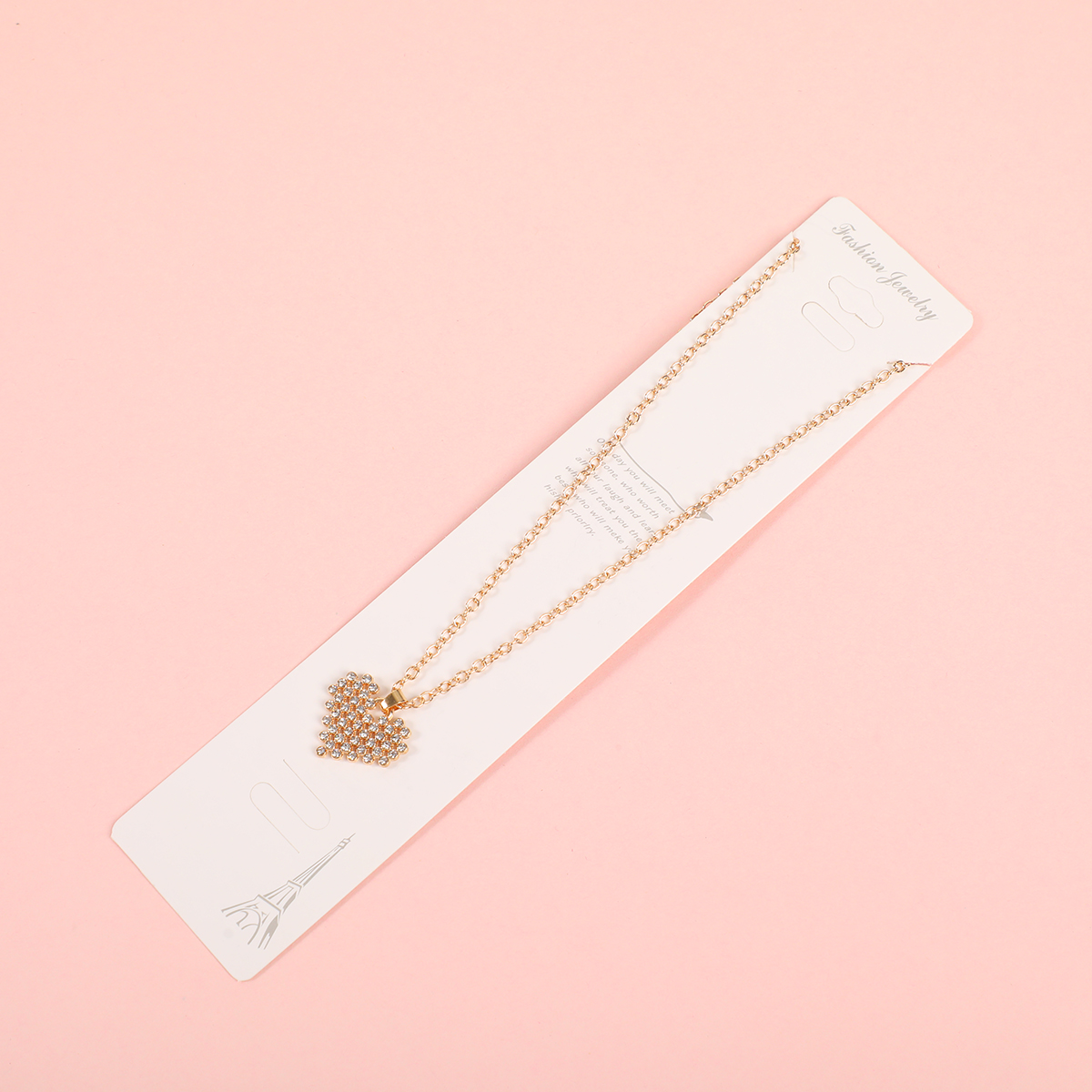 Heart Rhinestone Gold Fashion Necklace