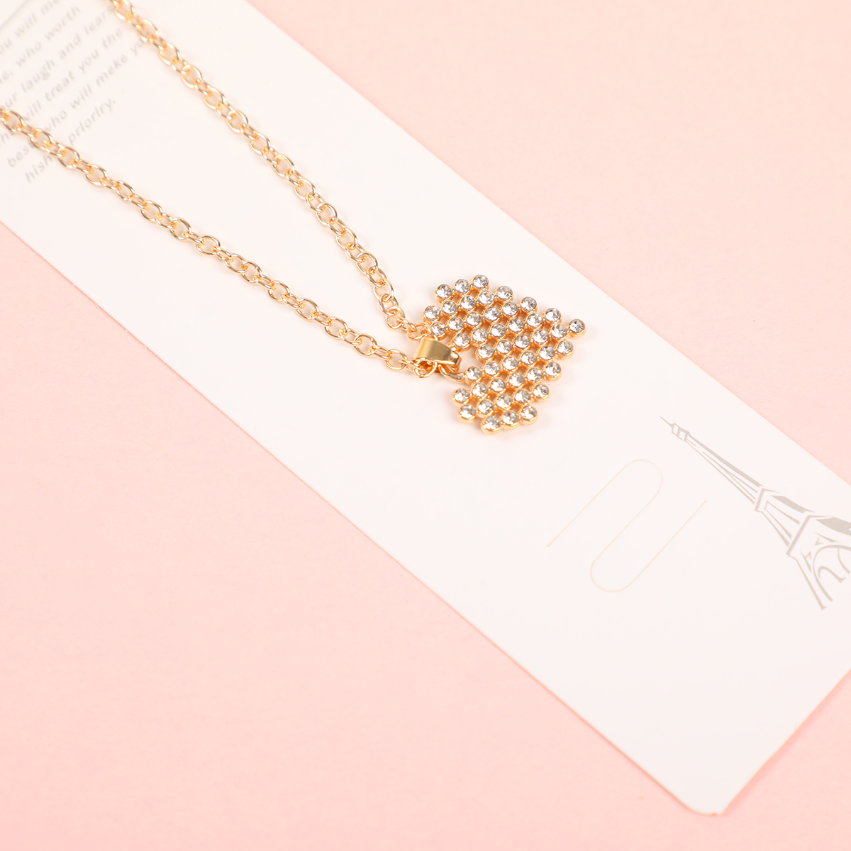 Heart Rhinestone Gold Fashion Necklace
