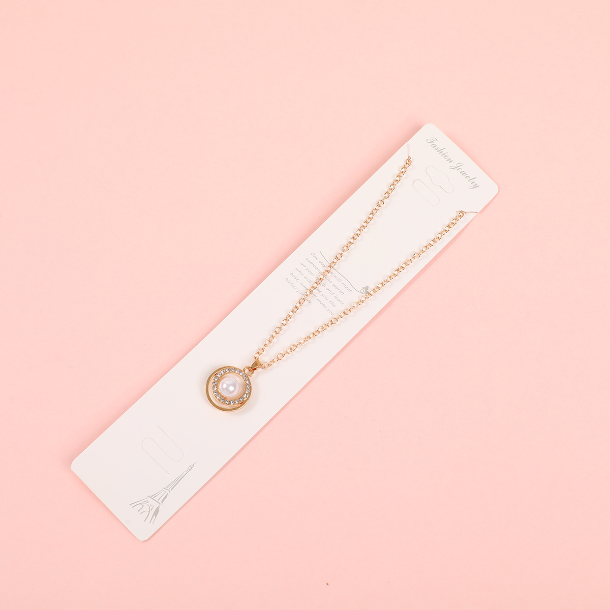 Pearl Round Rhinestone Fashion Necklace
