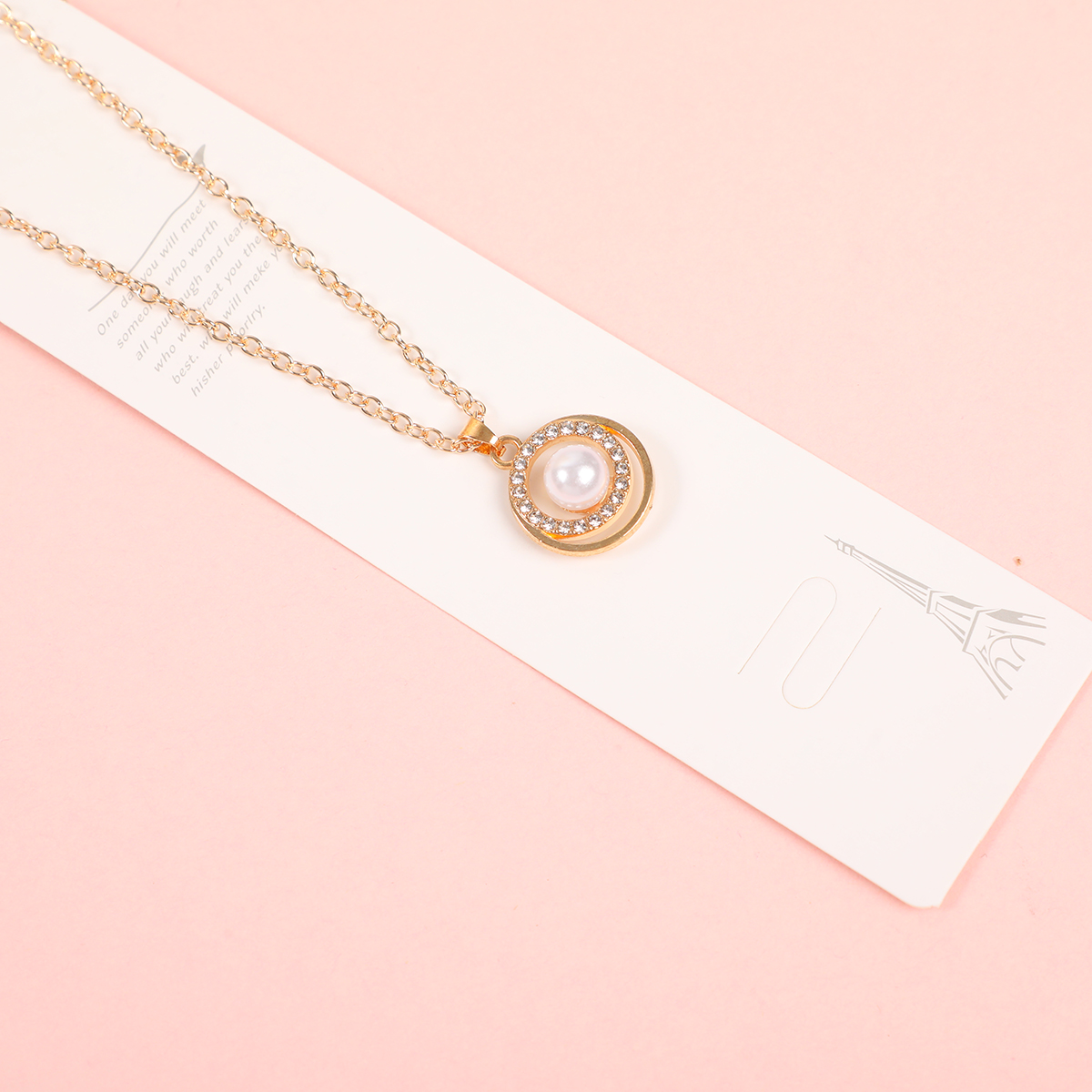 Pearl Round Rhinestone Fashion Necklace