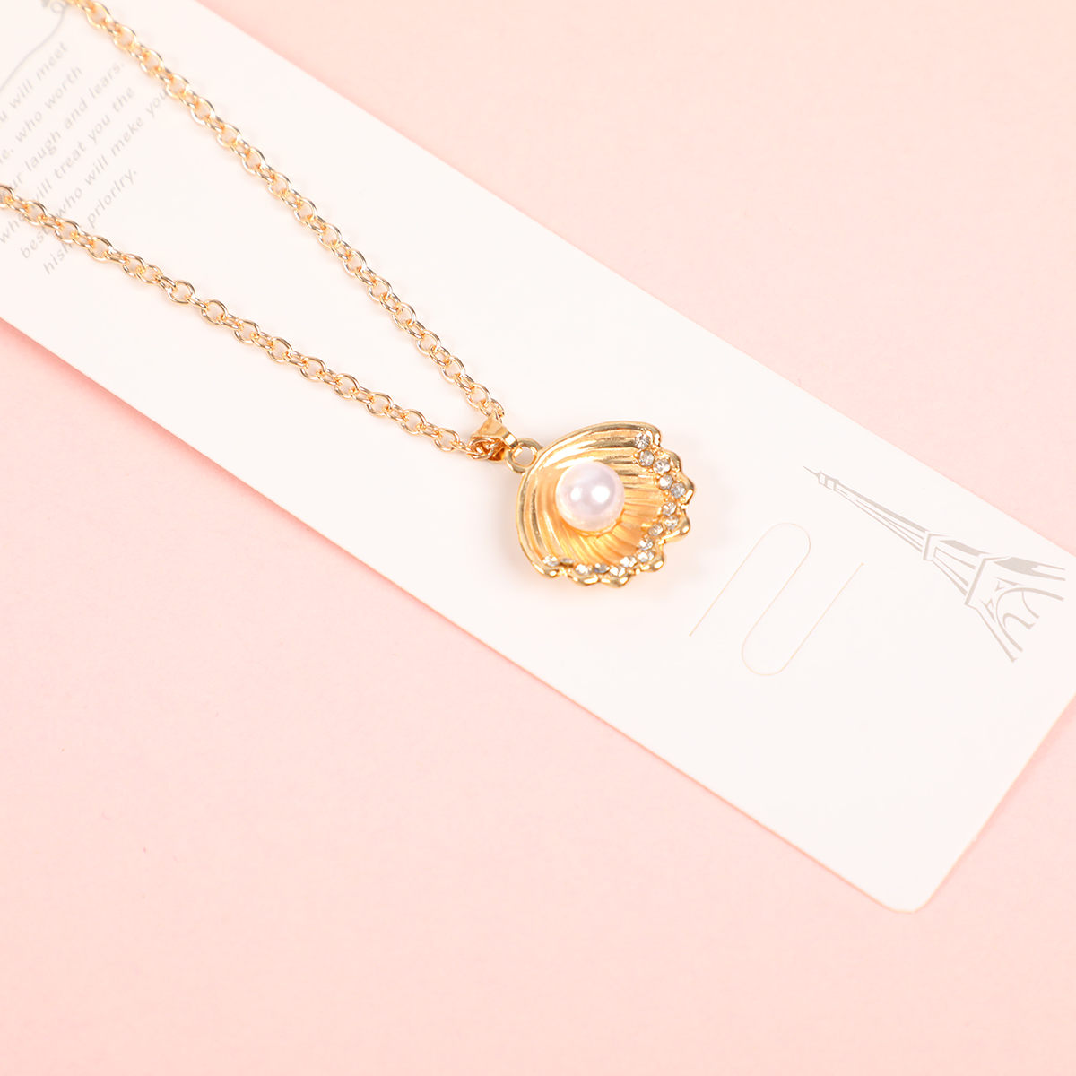 Shell Pearl Rhinestone Fashion Necklace