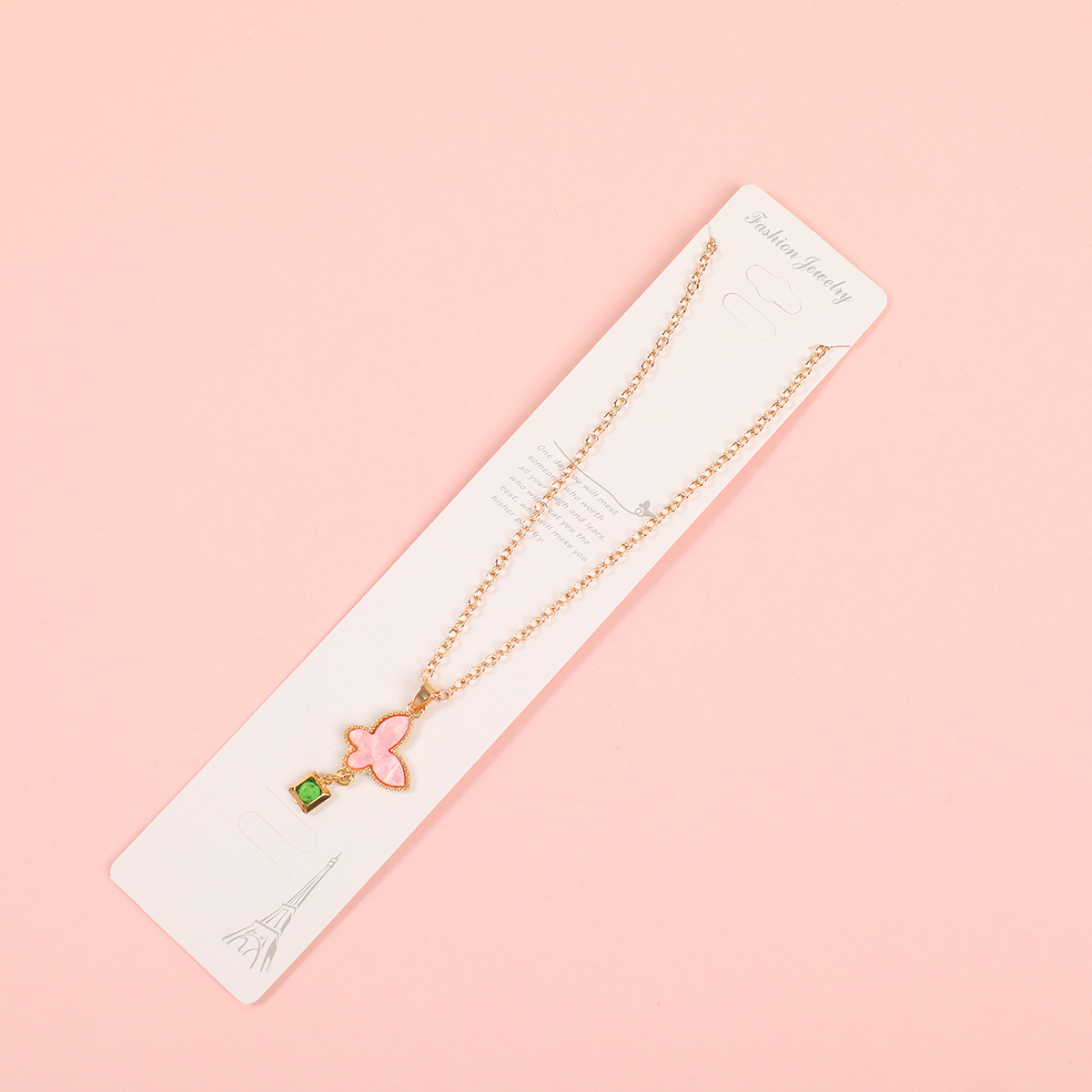 Butterfly Rhinestone Pendant Fashion Necklace