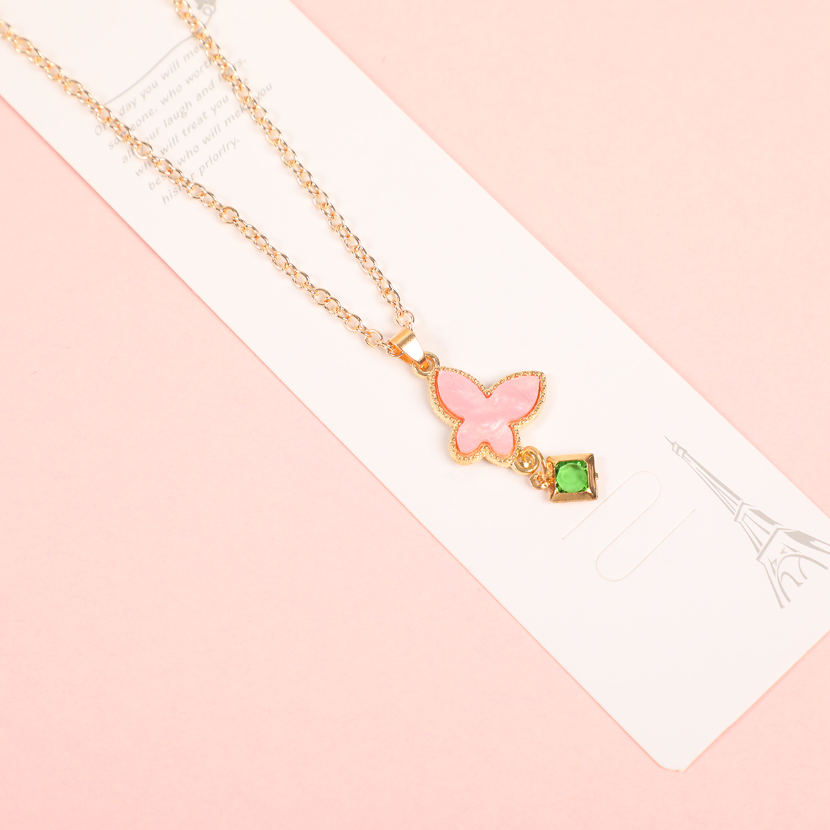 Butterfly Rhinestone Pendant Fashion Necklace