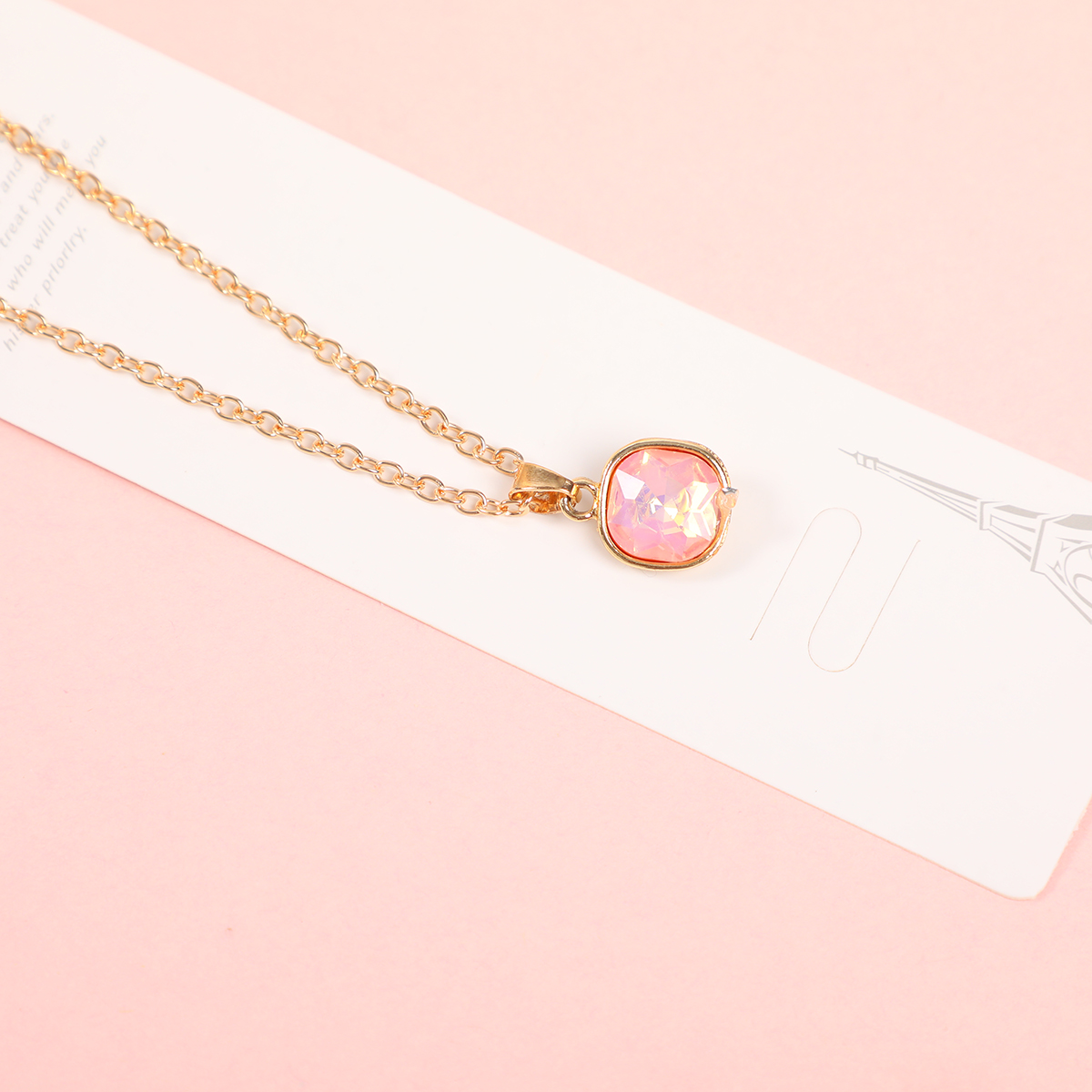 Square Rhinestone Fashion Necklace