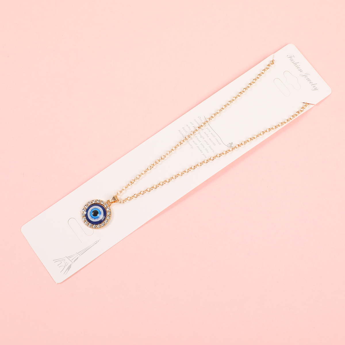 Round Rhinestone Eye Fashion Necklace