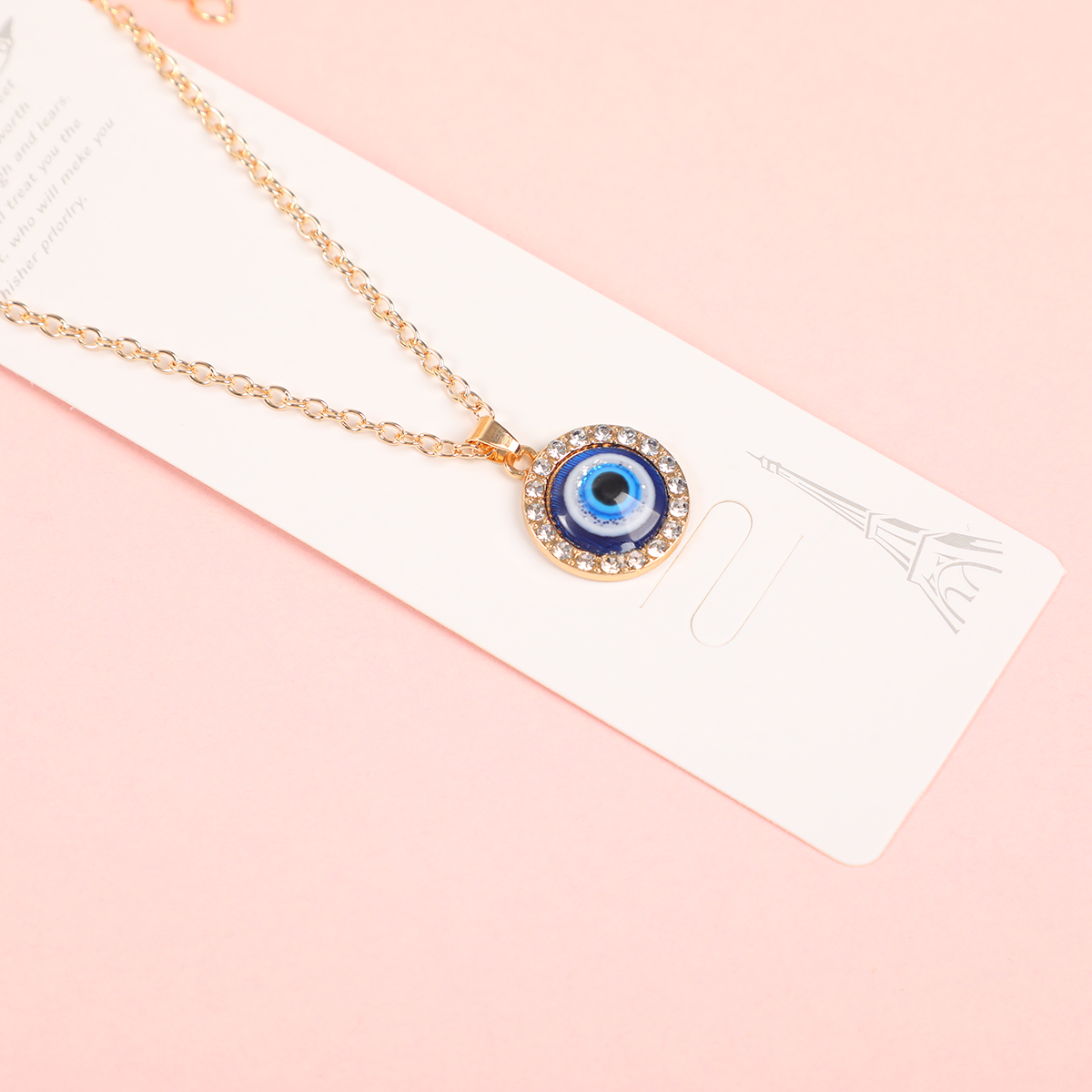Round Rhinestone Eye Fashion Necklace