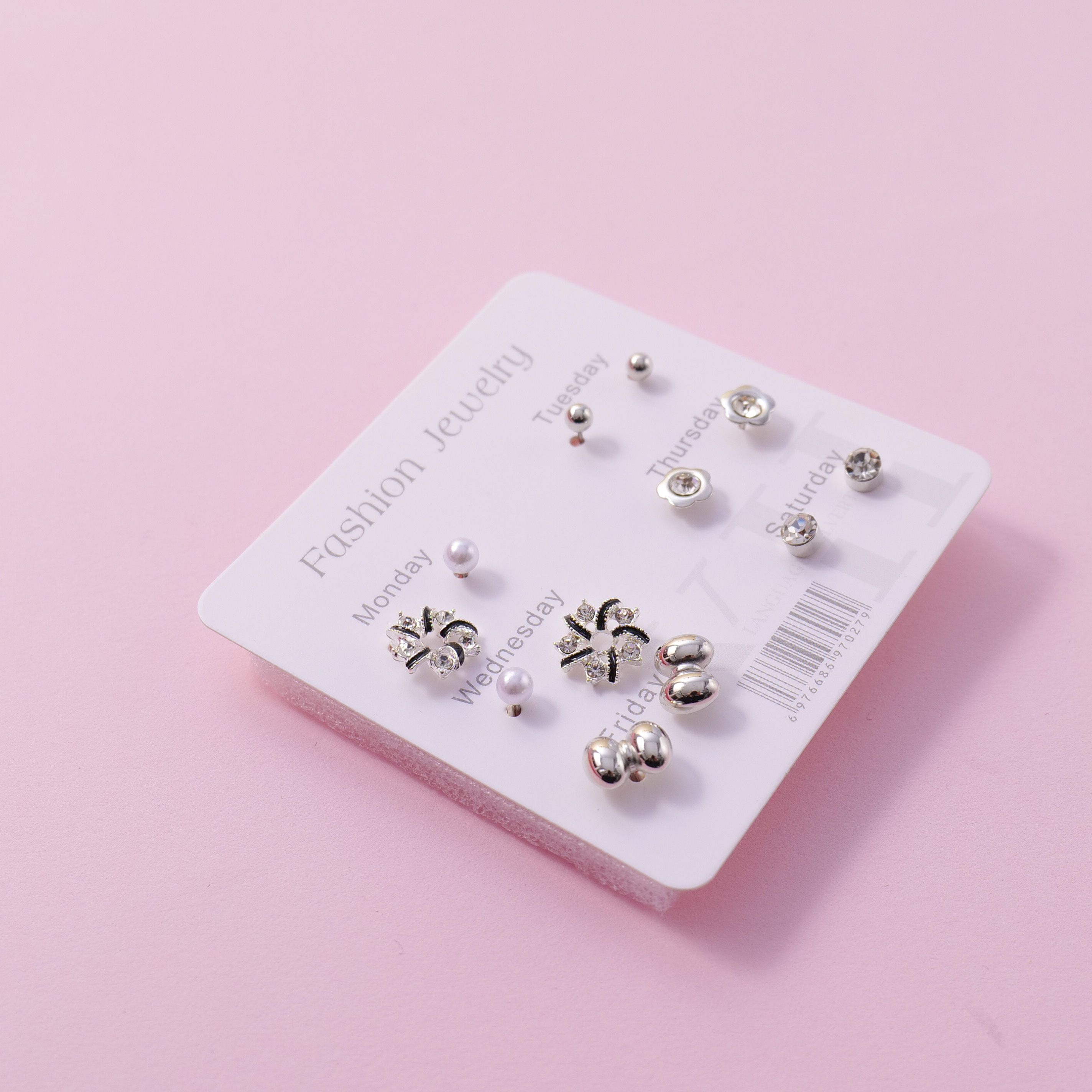 Random Mixed Style Silver 6Pairs Earring-1