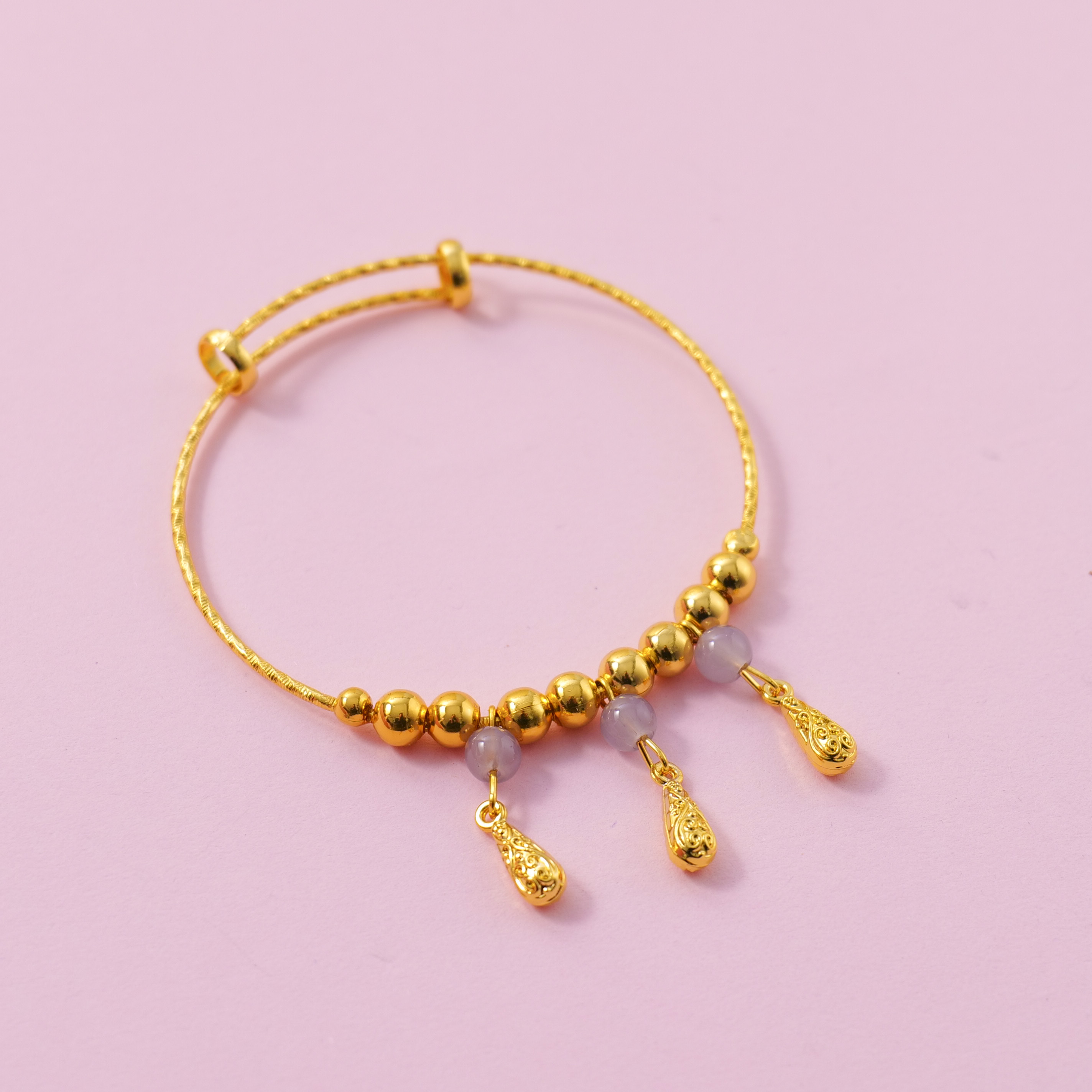 Gold Jade Bead Bangle