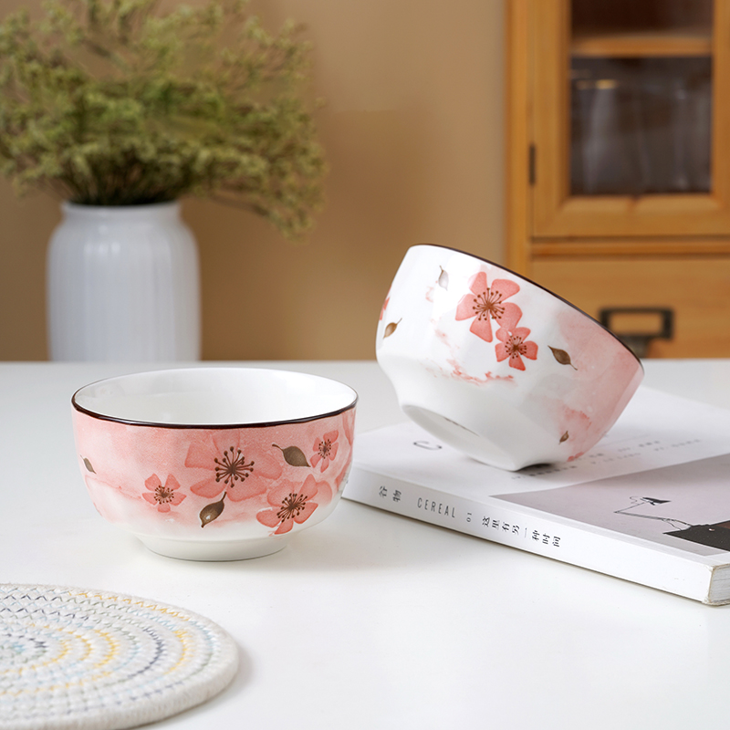 4.5-inch Red Rhombus Ceramic Bowl -1257