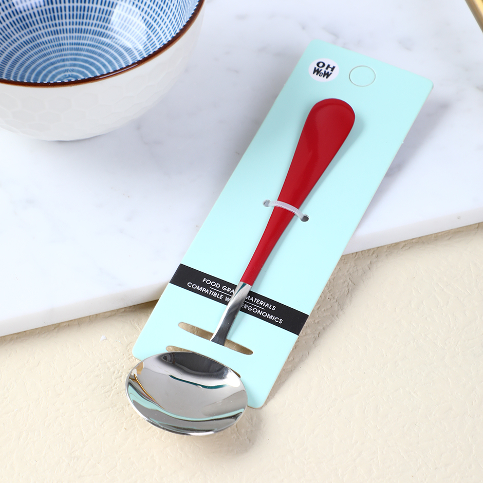 Thick smooth handle red No. 3 round spoon