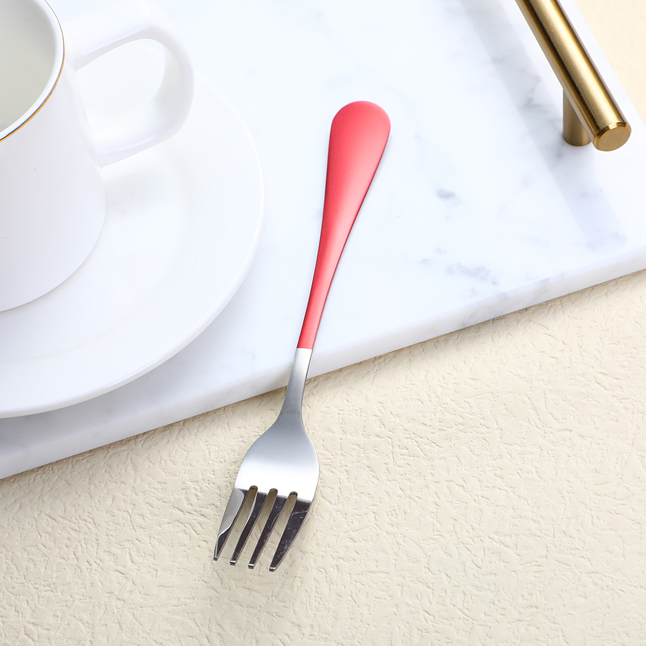 Thick smooth handle red No. 3 fork