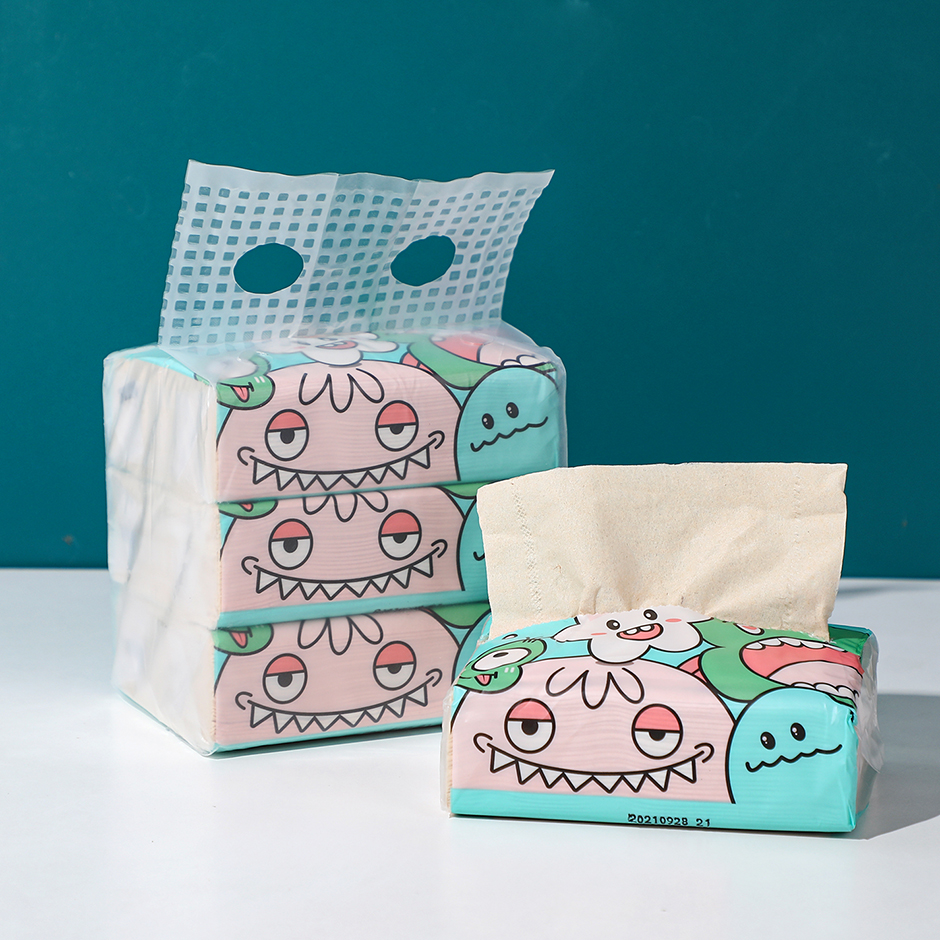Cartoon natural color tissue 3-Pack