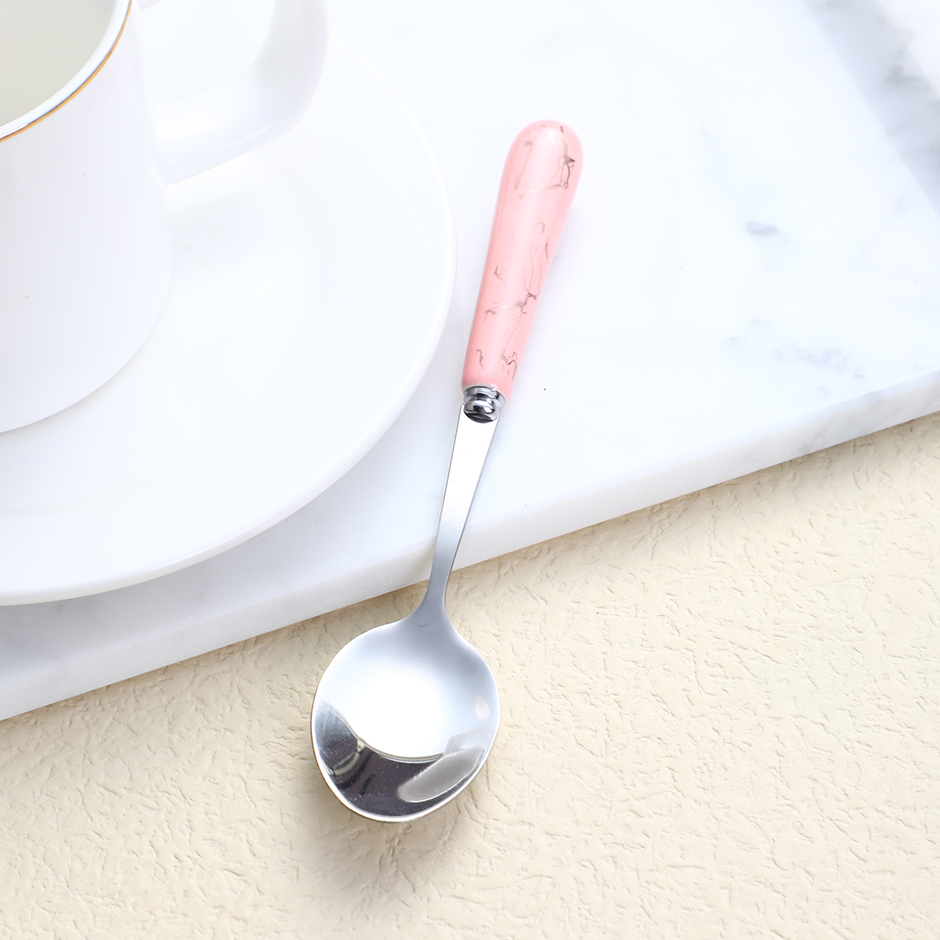 Pink golden pottery porcelain handle No. 3 pointed spoon